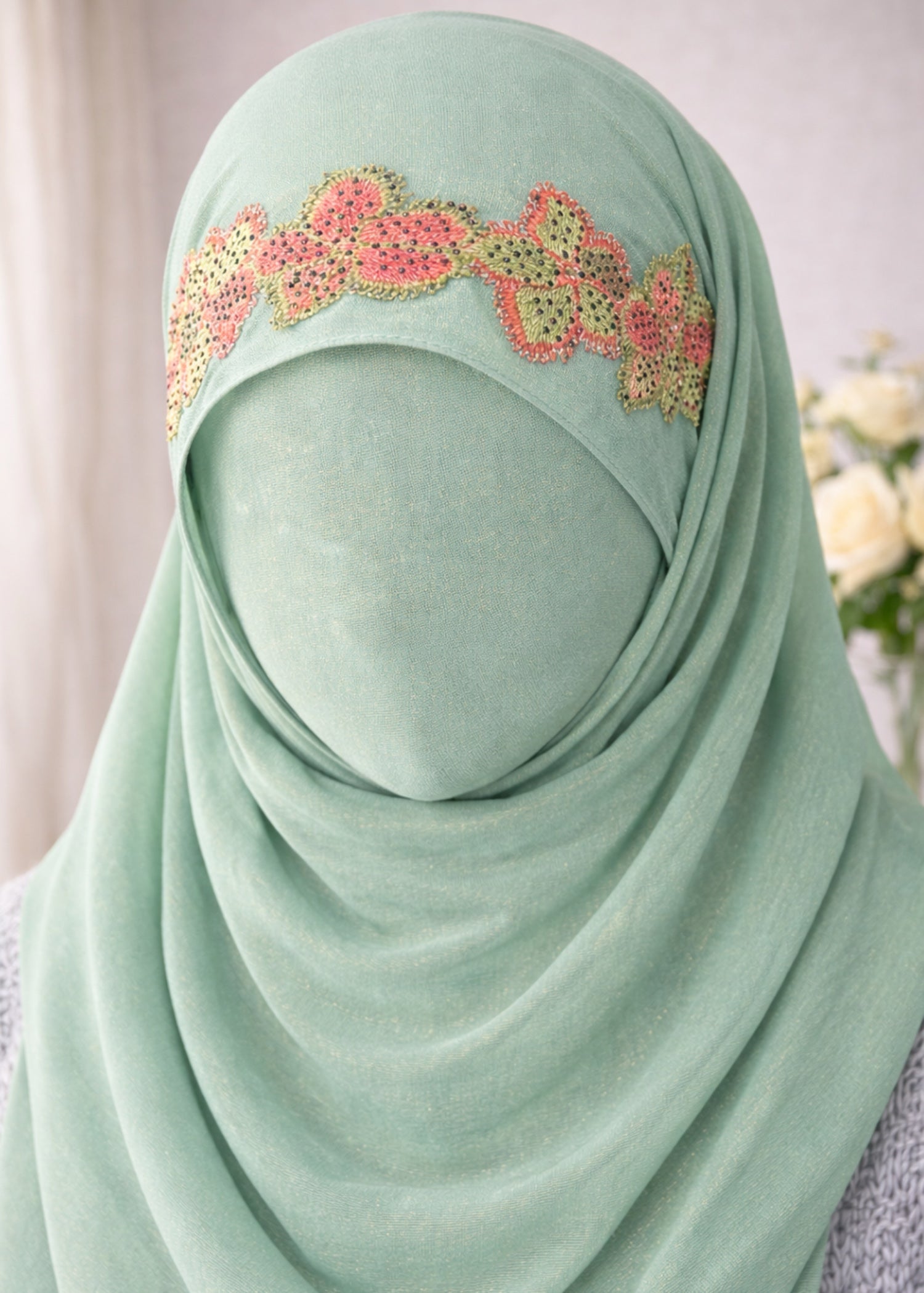 georgette chiffon Hijab in Moss green