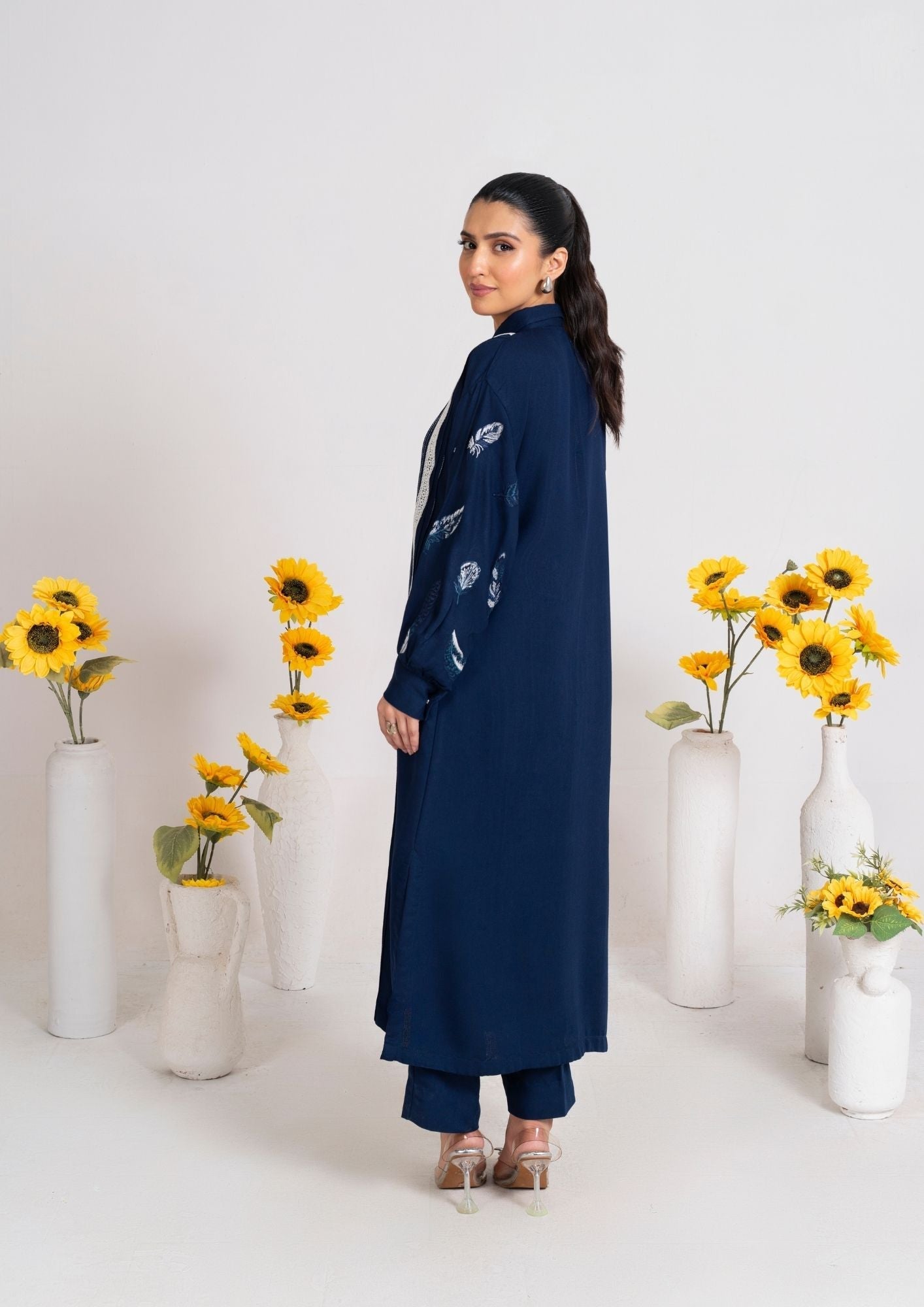 silk karandi Kurta Set in Navy blue