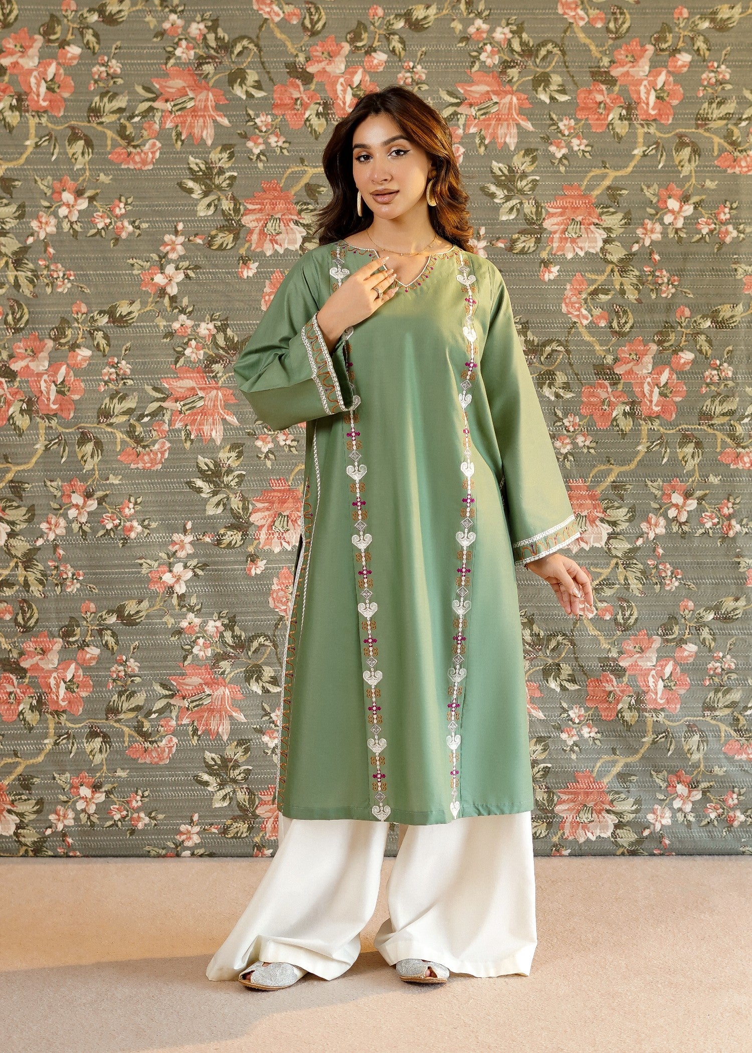 lawn Kurti in Pastel green