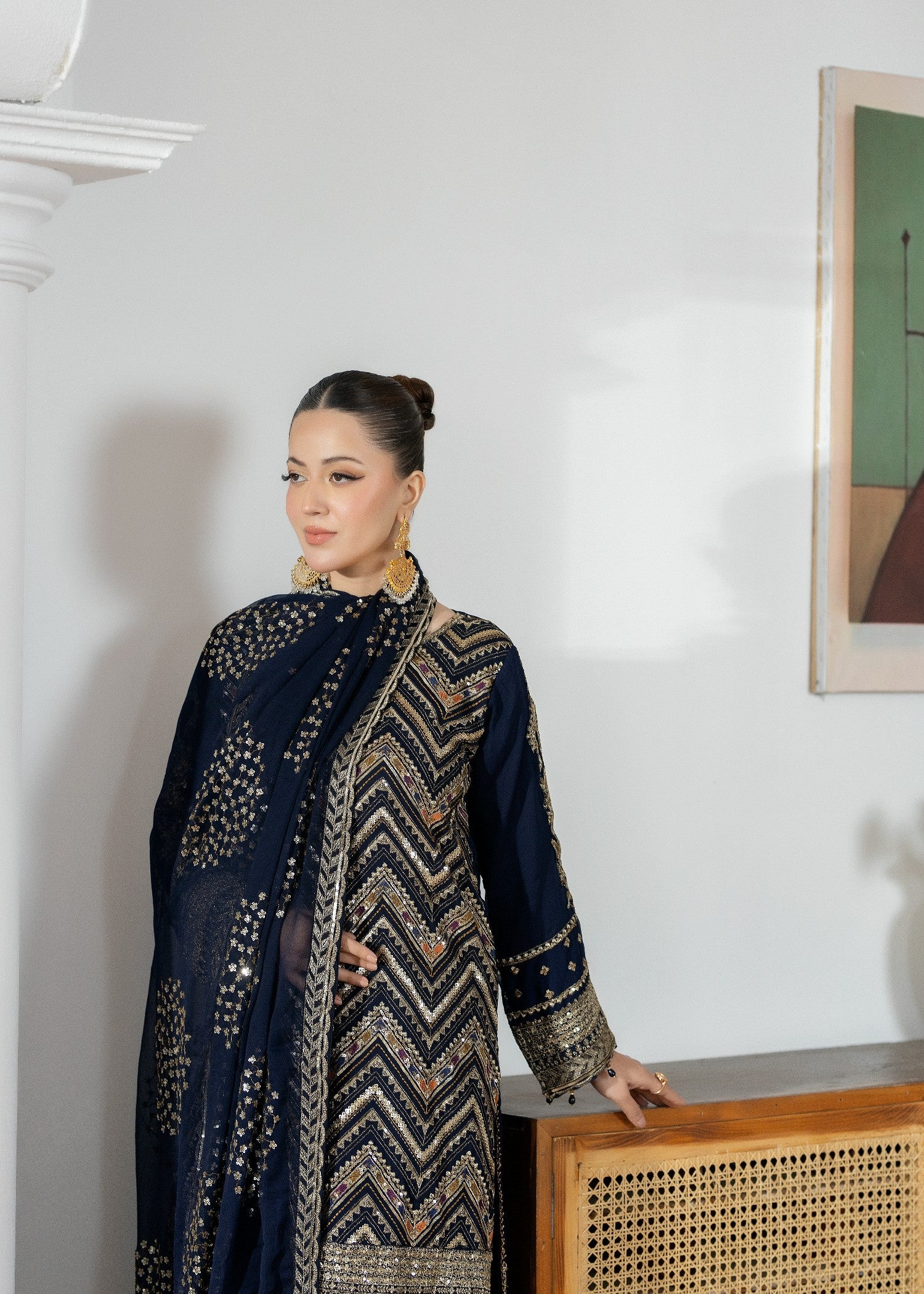 chiffon Kurta Set in Moonlight blue