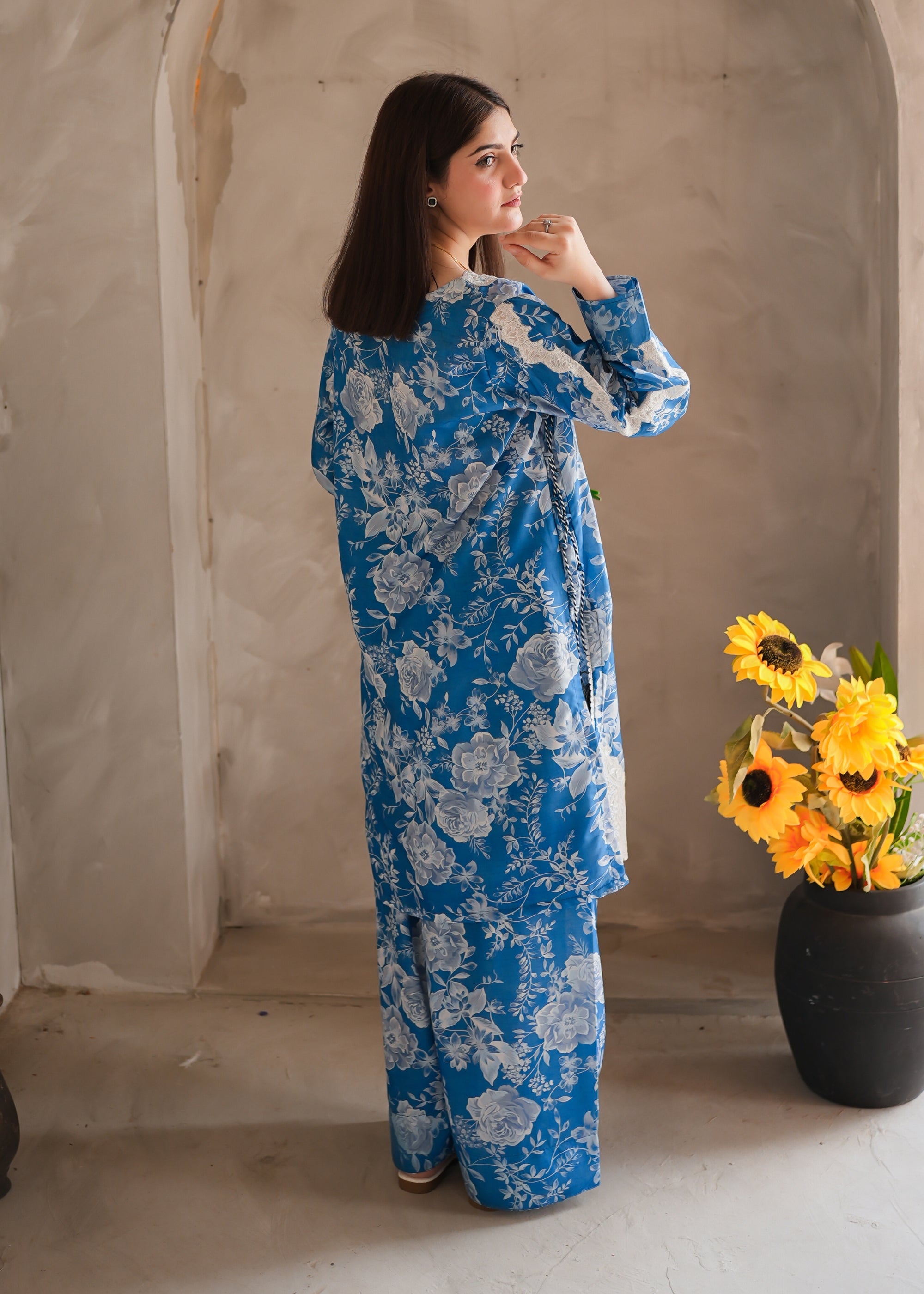 poly lawn Co Ord Sets in Cornflower blue