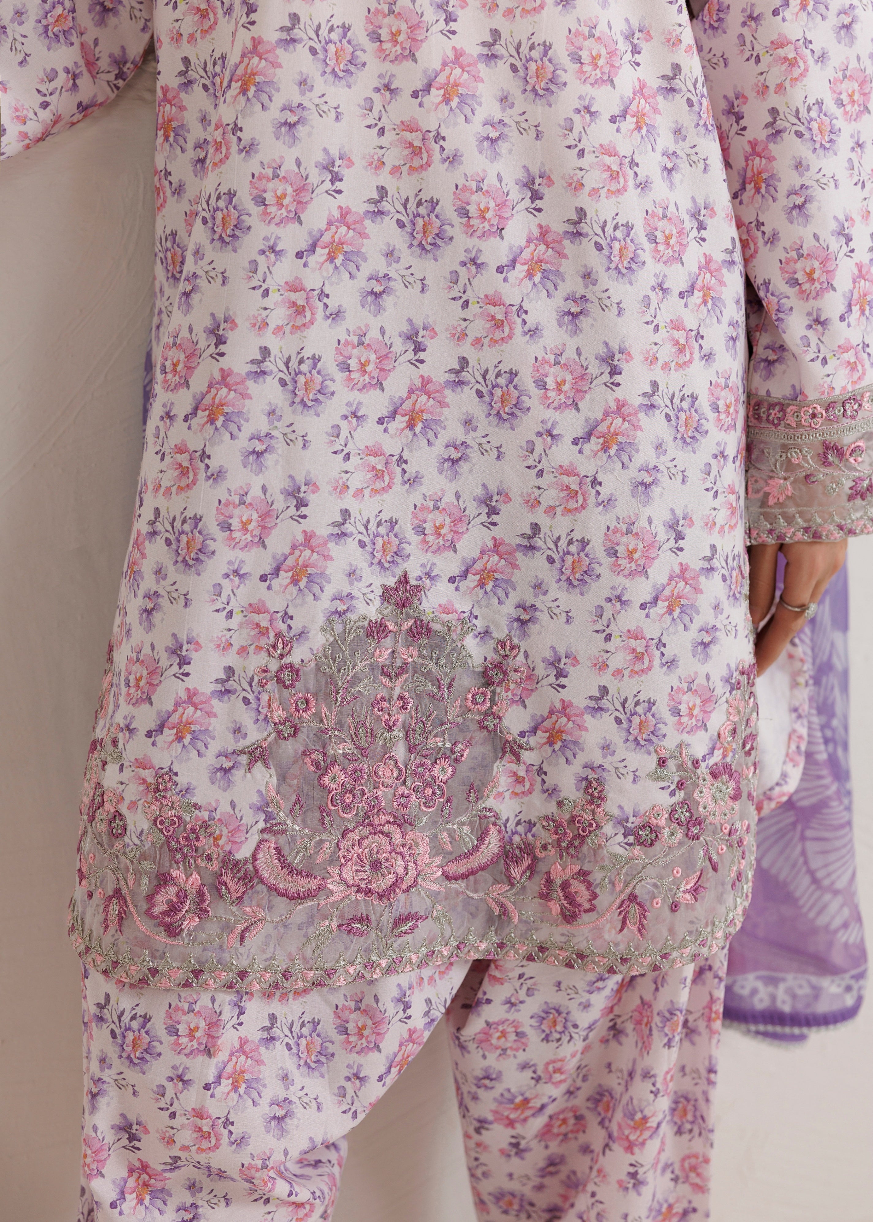 cotton Kurta Set in Lilac