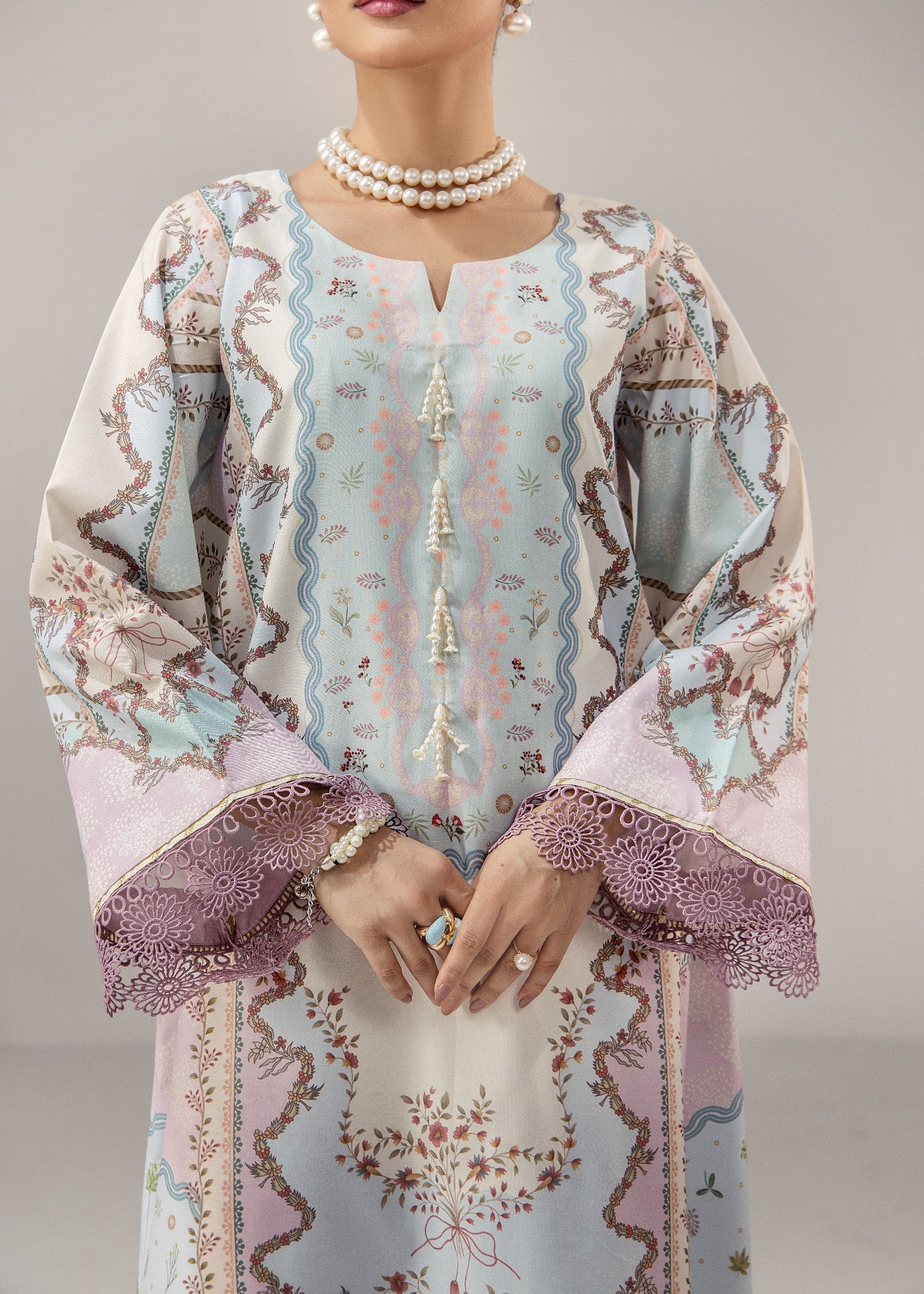 poly lawn Kaftan in Multi
