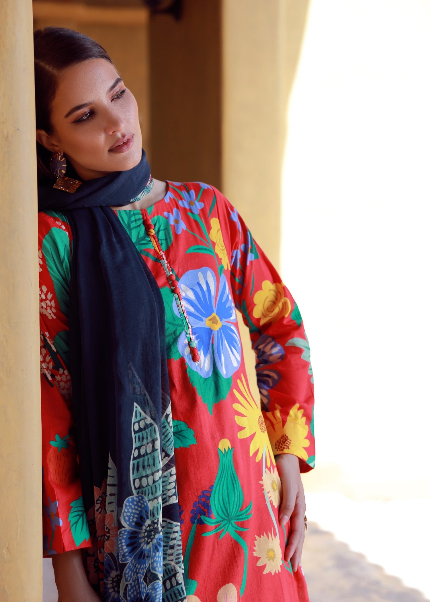 lawn Sharara in Red