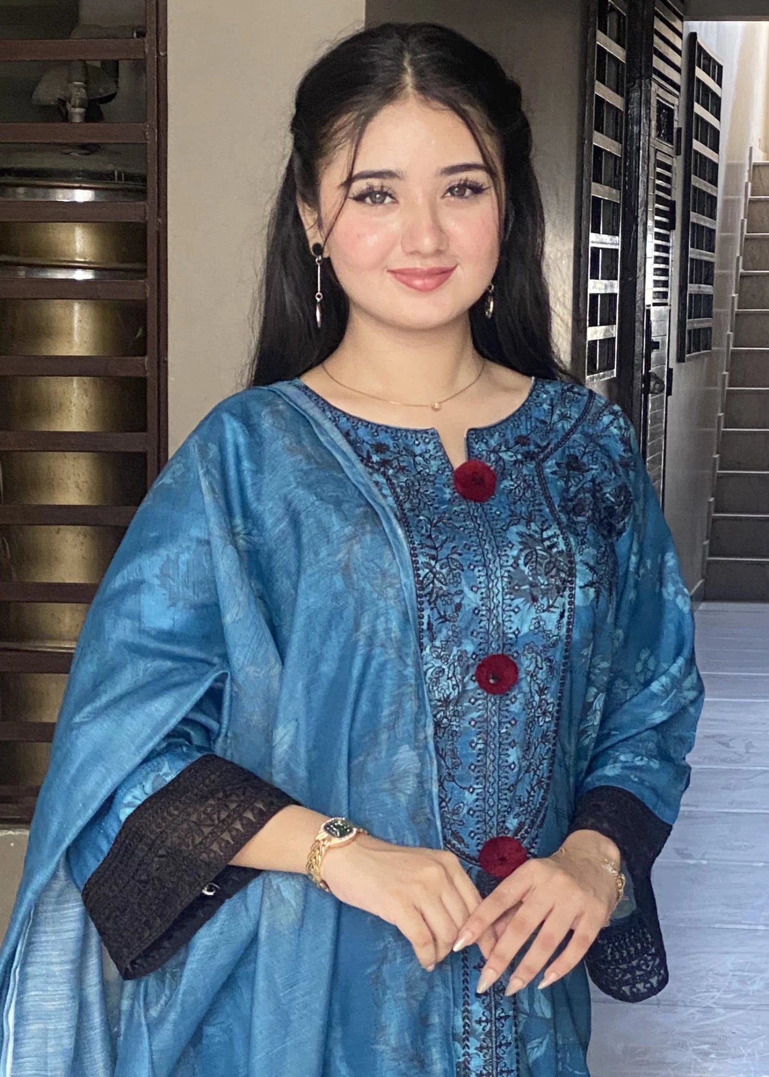 cotton Kurta Set in Sapphire blue