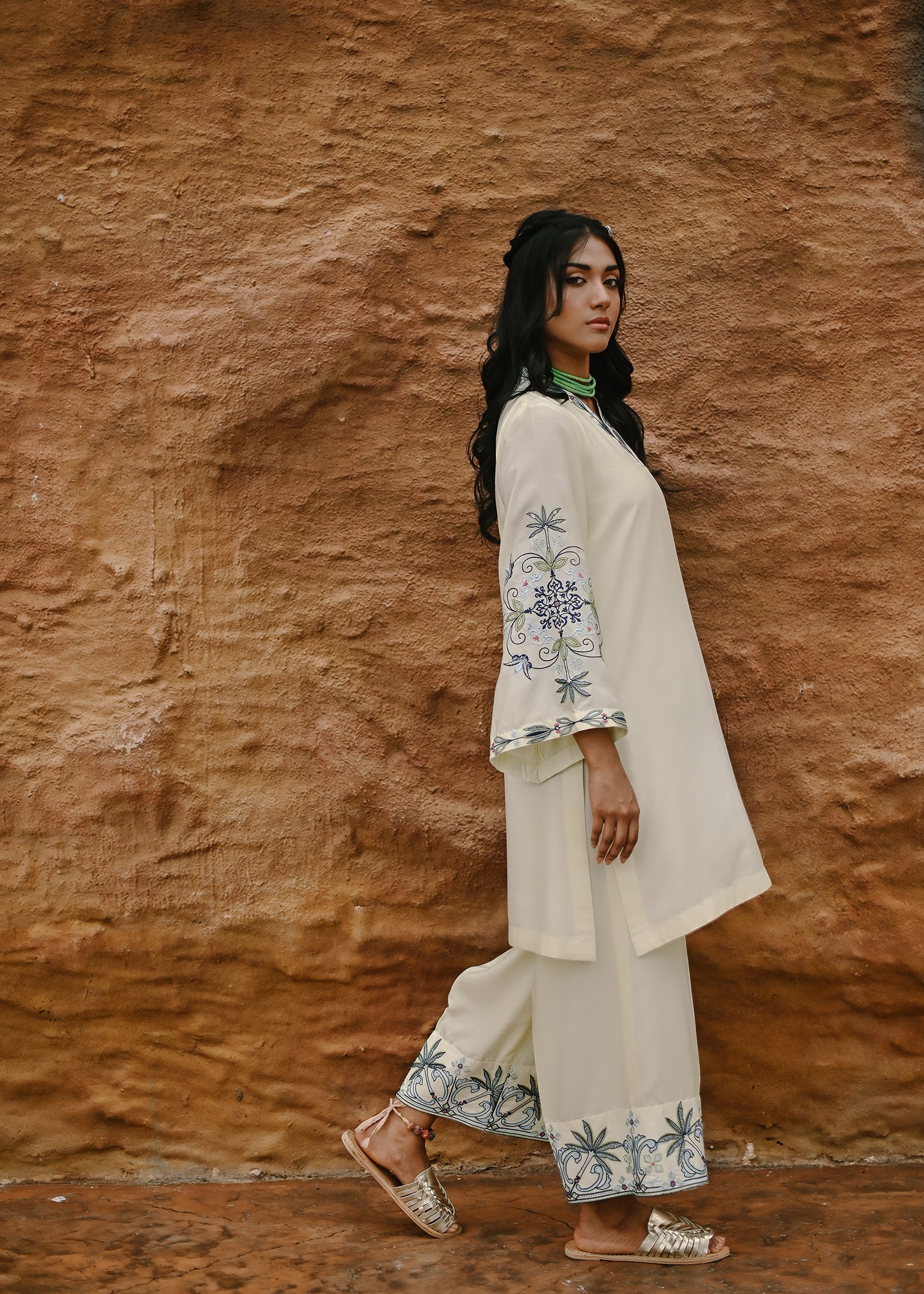 cotton viscose Kurta Set in Light yellow