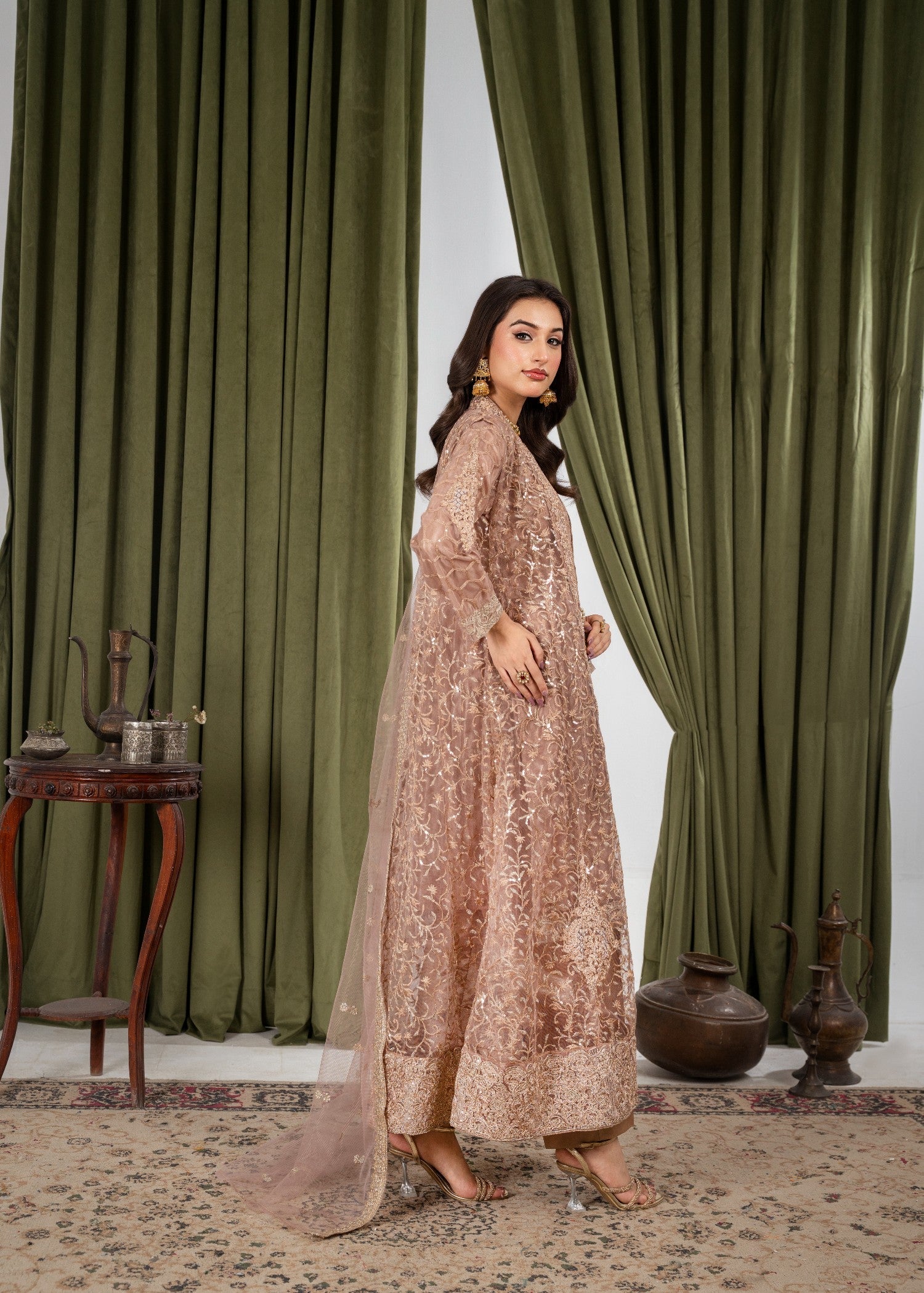 net Gown in Tan brown