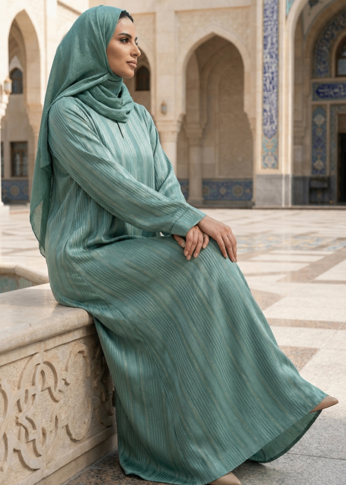 nidha Abaya in Green