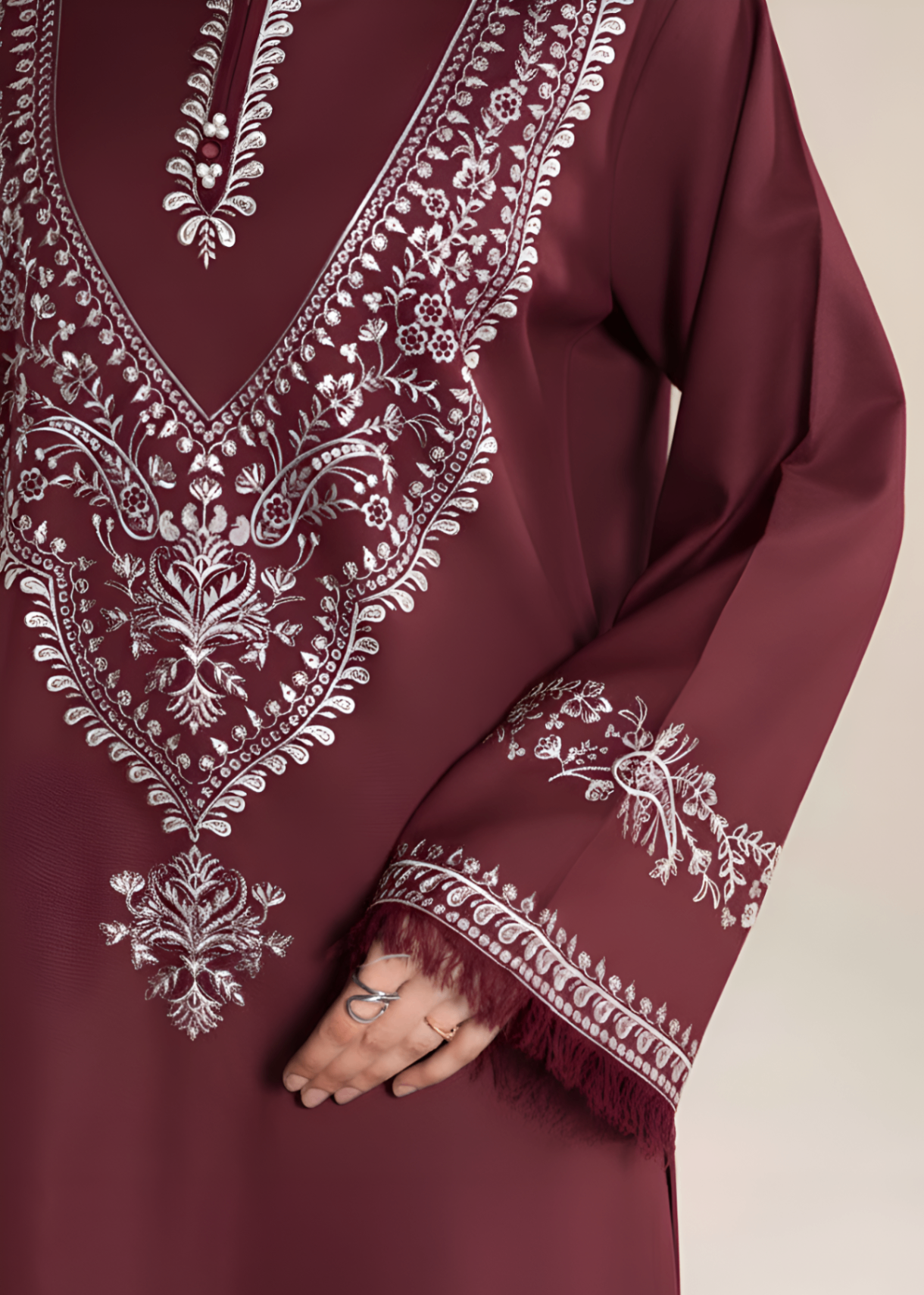 linen Kurta Set in Wine red
