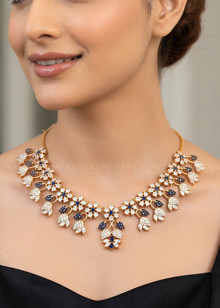 Jewelry Set in Sapphire blue, gold Color by - Trendy Women Jewelry Set PGO9241