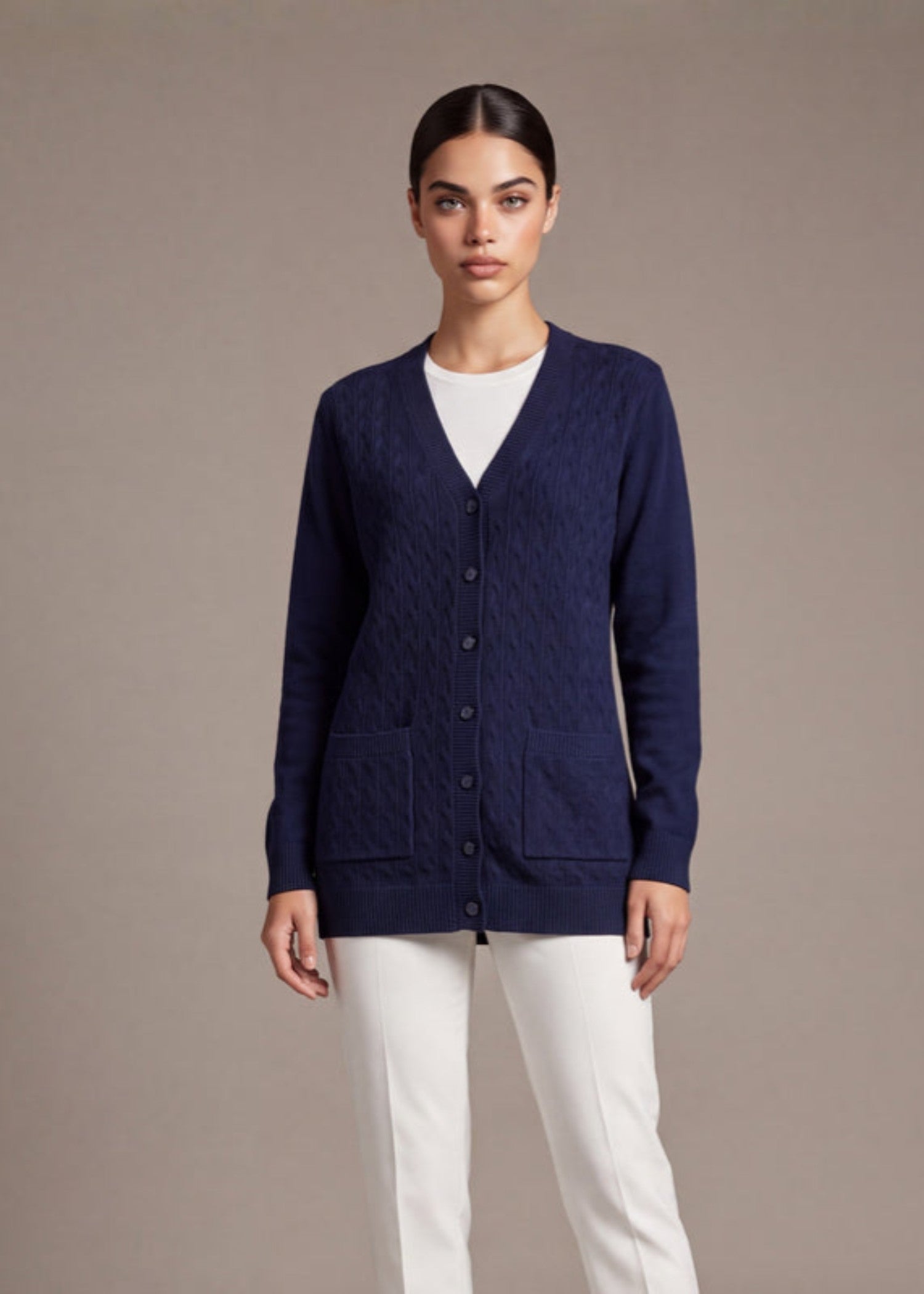 chambray Cardigan in Blue