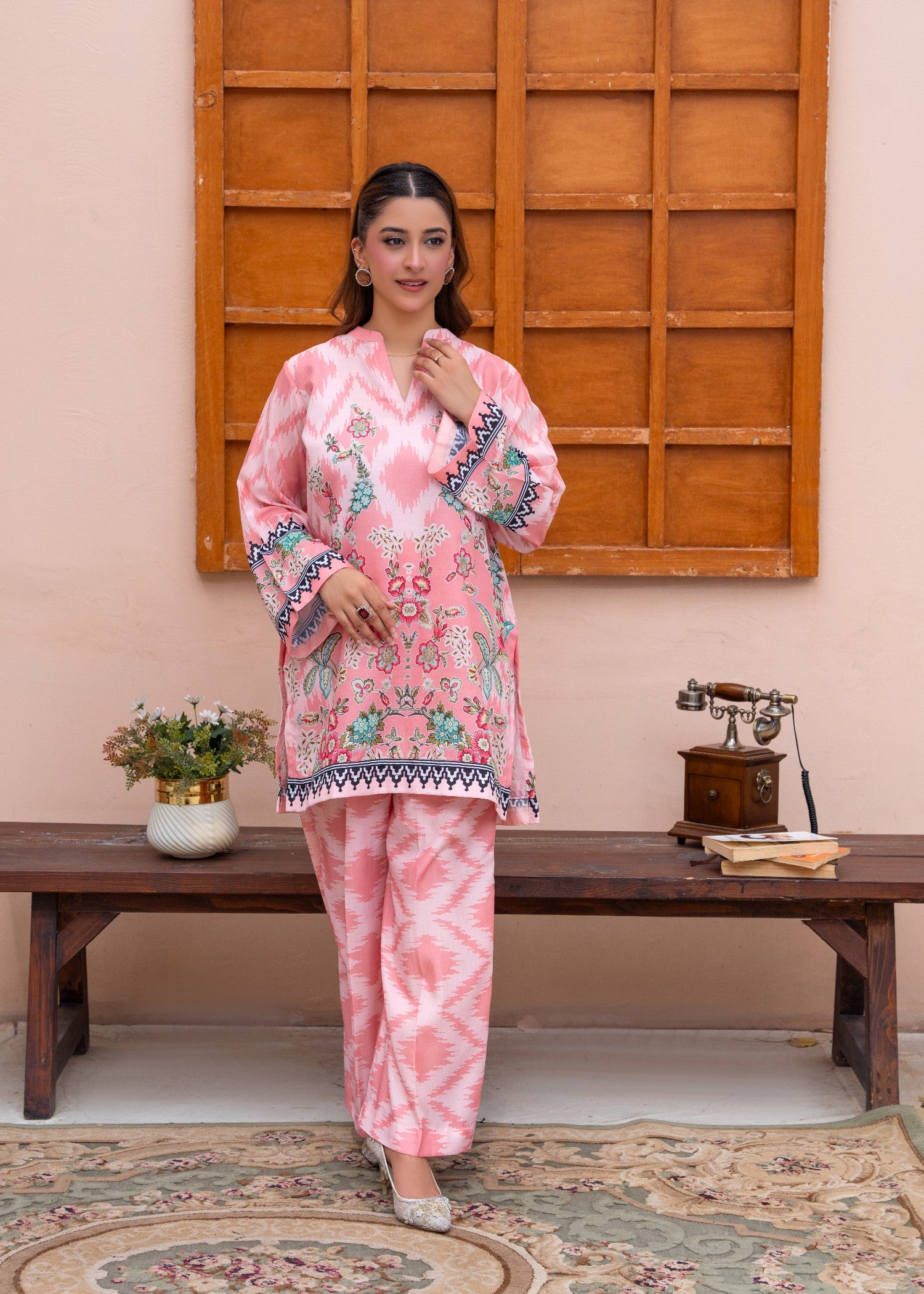 slub cambric Co Ord Sets in Hot pink red