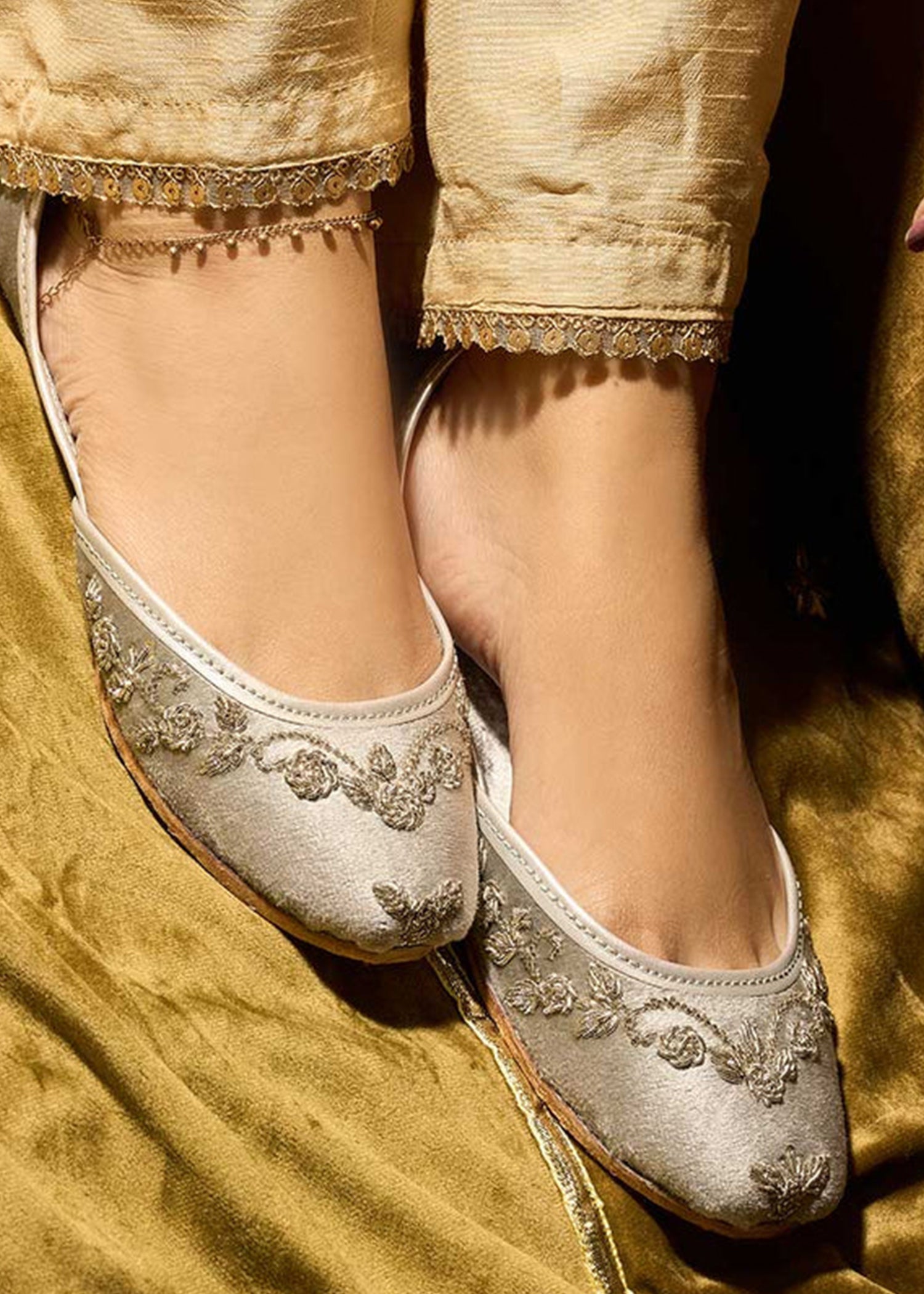 Khussa in Grey by - High Quality Women Khussa LSU9058