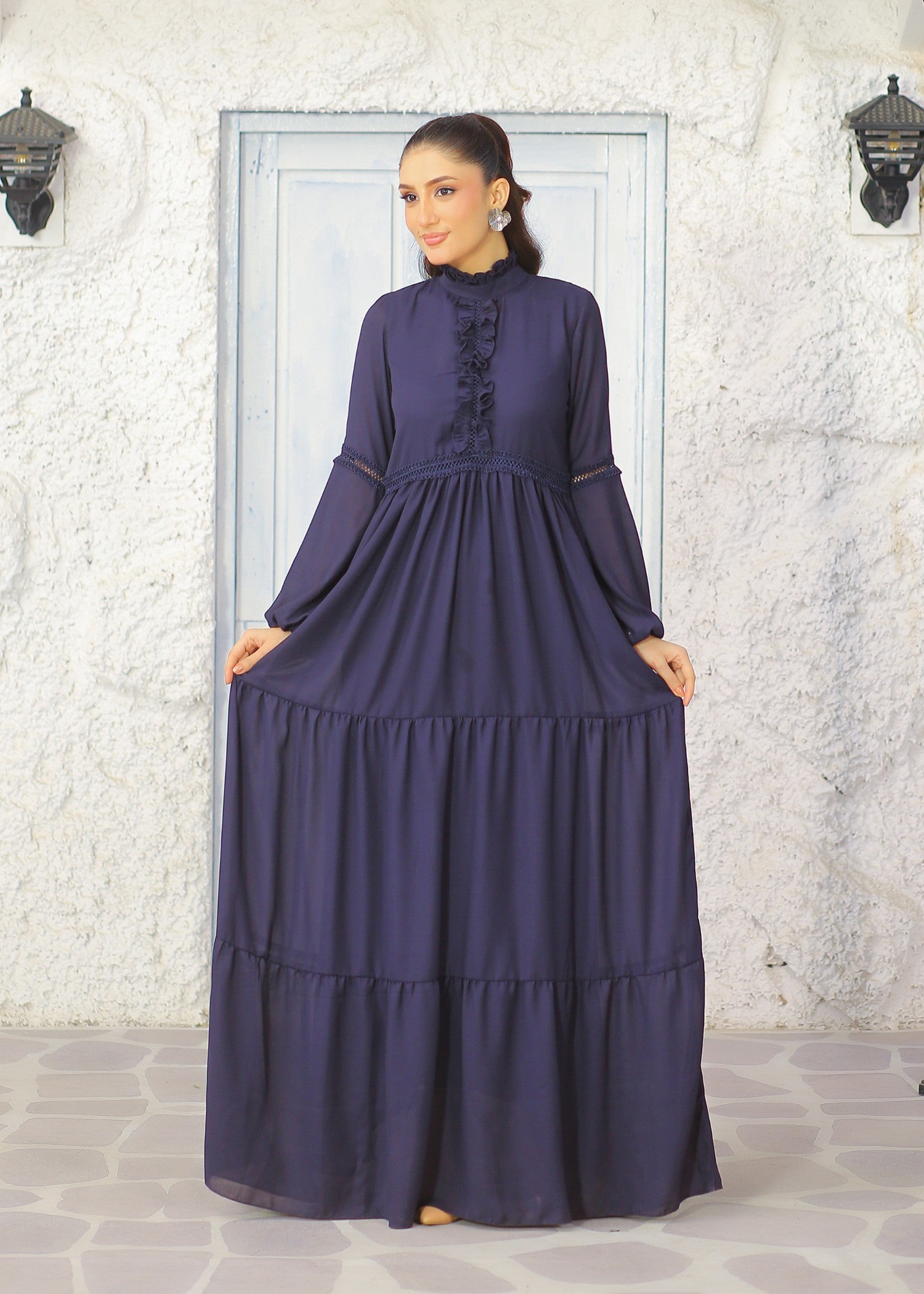 georgette Maxi in Navy blue