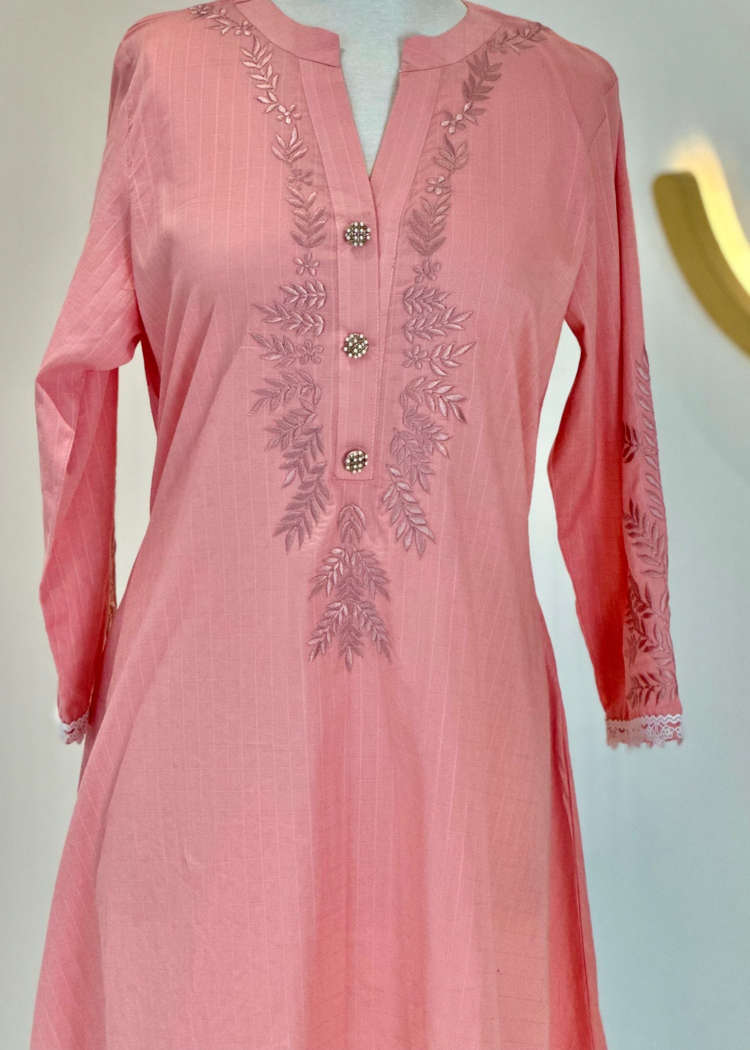 cotton Short Frock in Tea rose pink