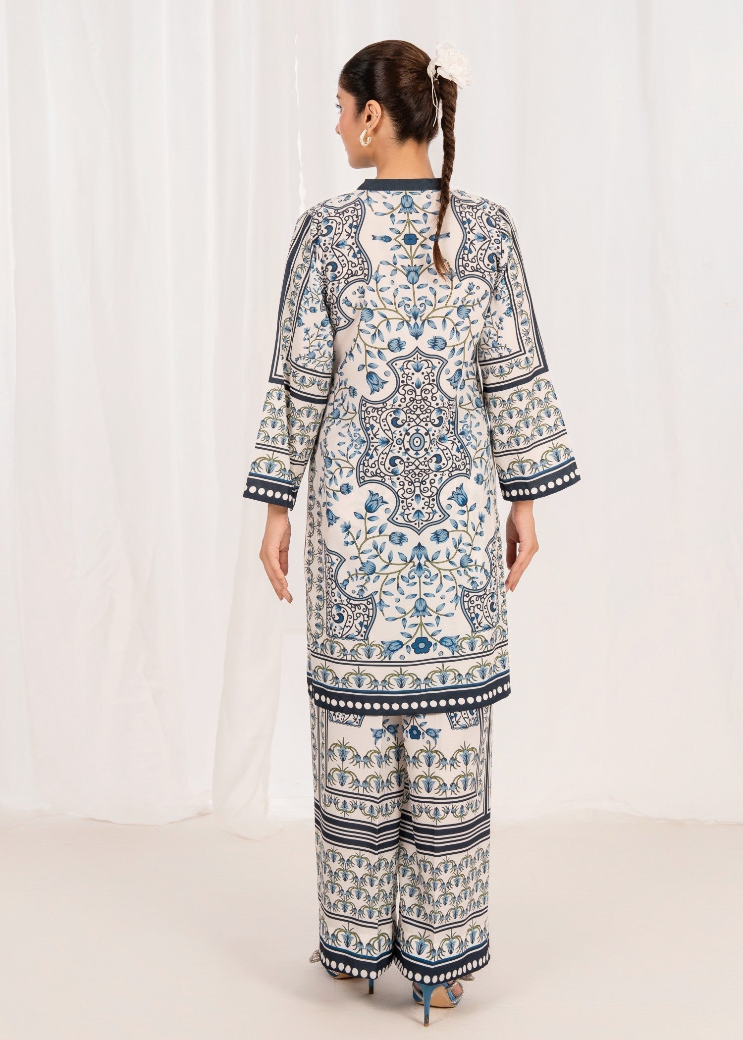 poly silk Co Ord Sets in White
