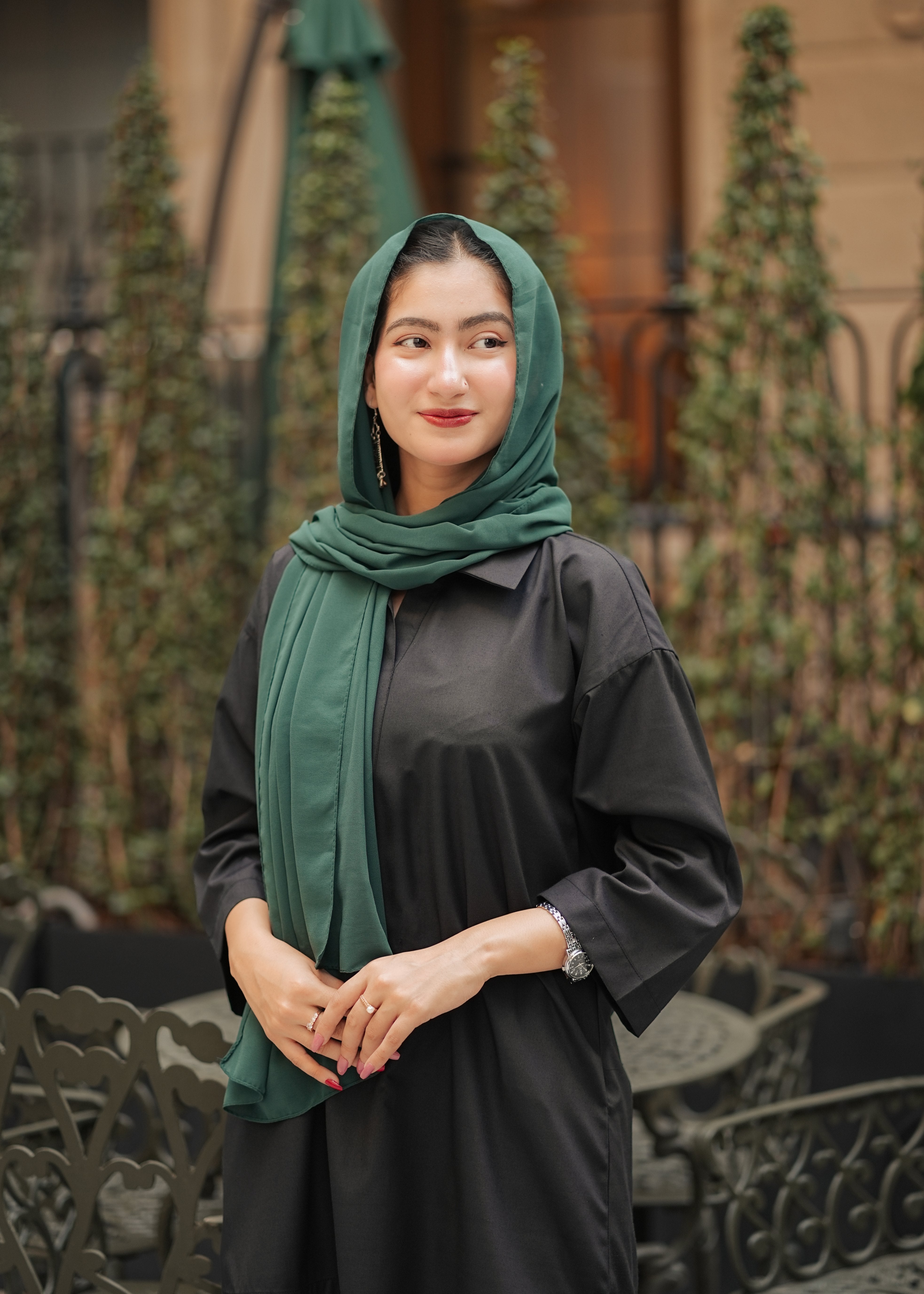georgette chiffon Hijab in Green
