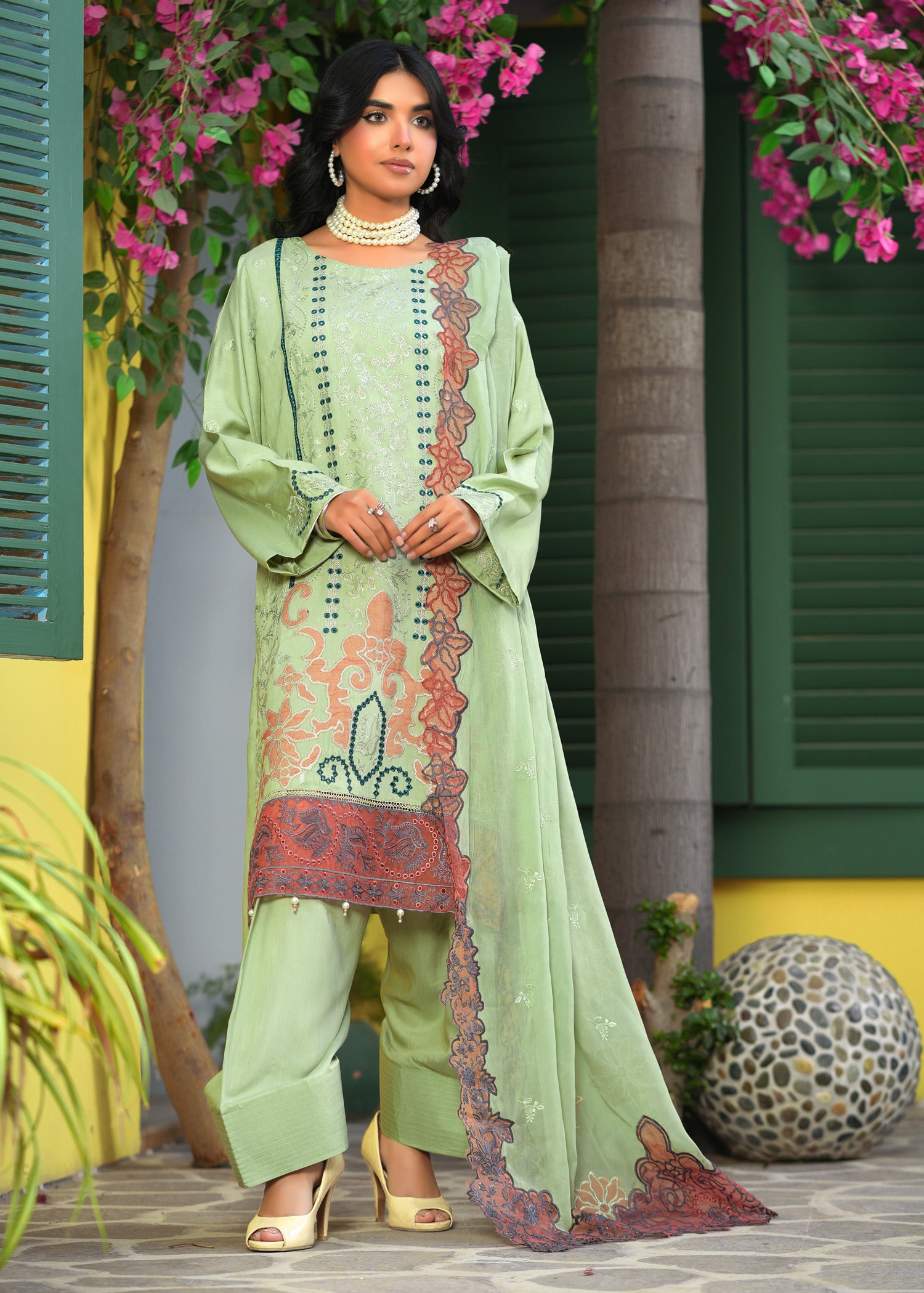viscose Kurta Set in Lime green