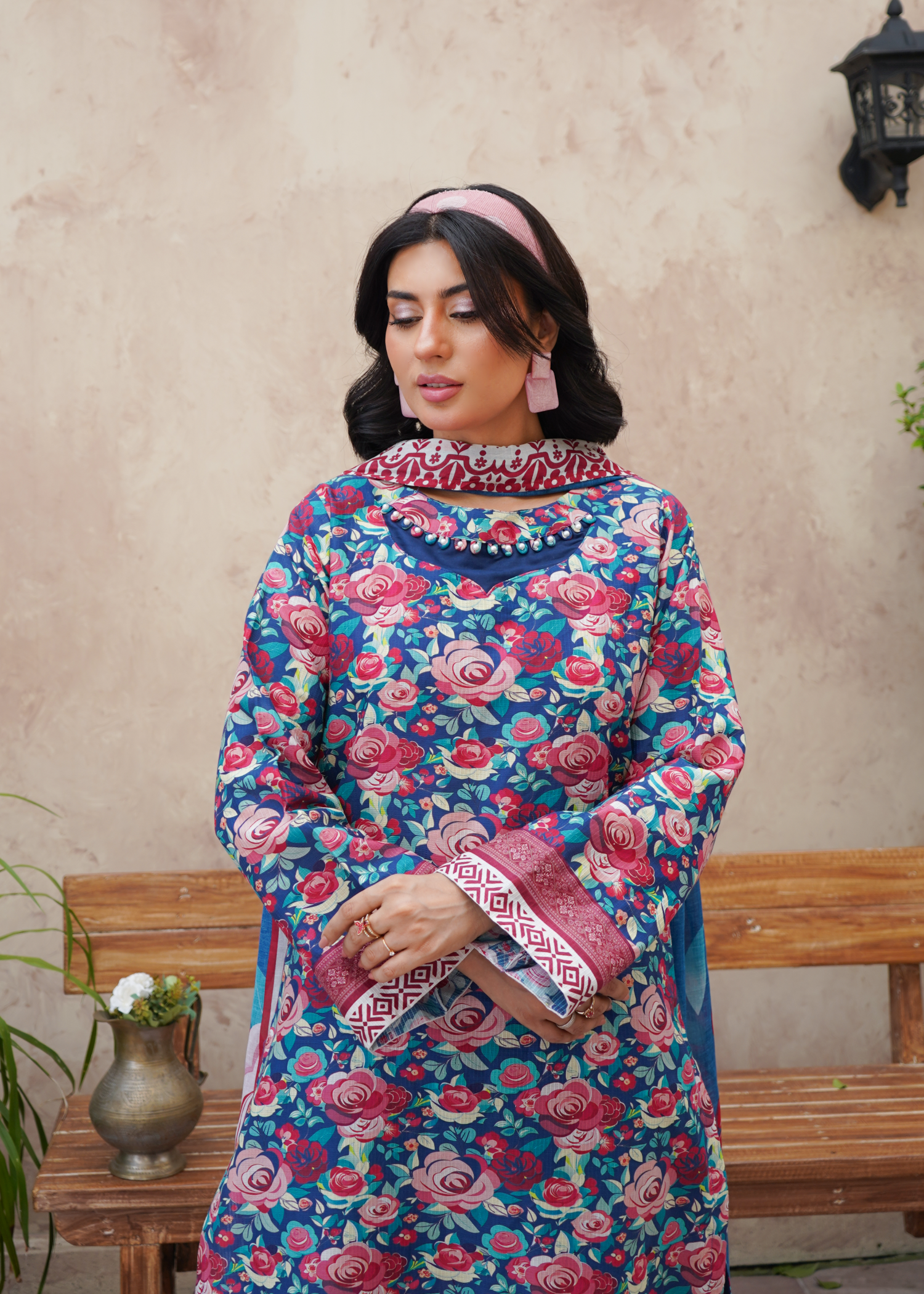 dobby Kurta Set in Azure