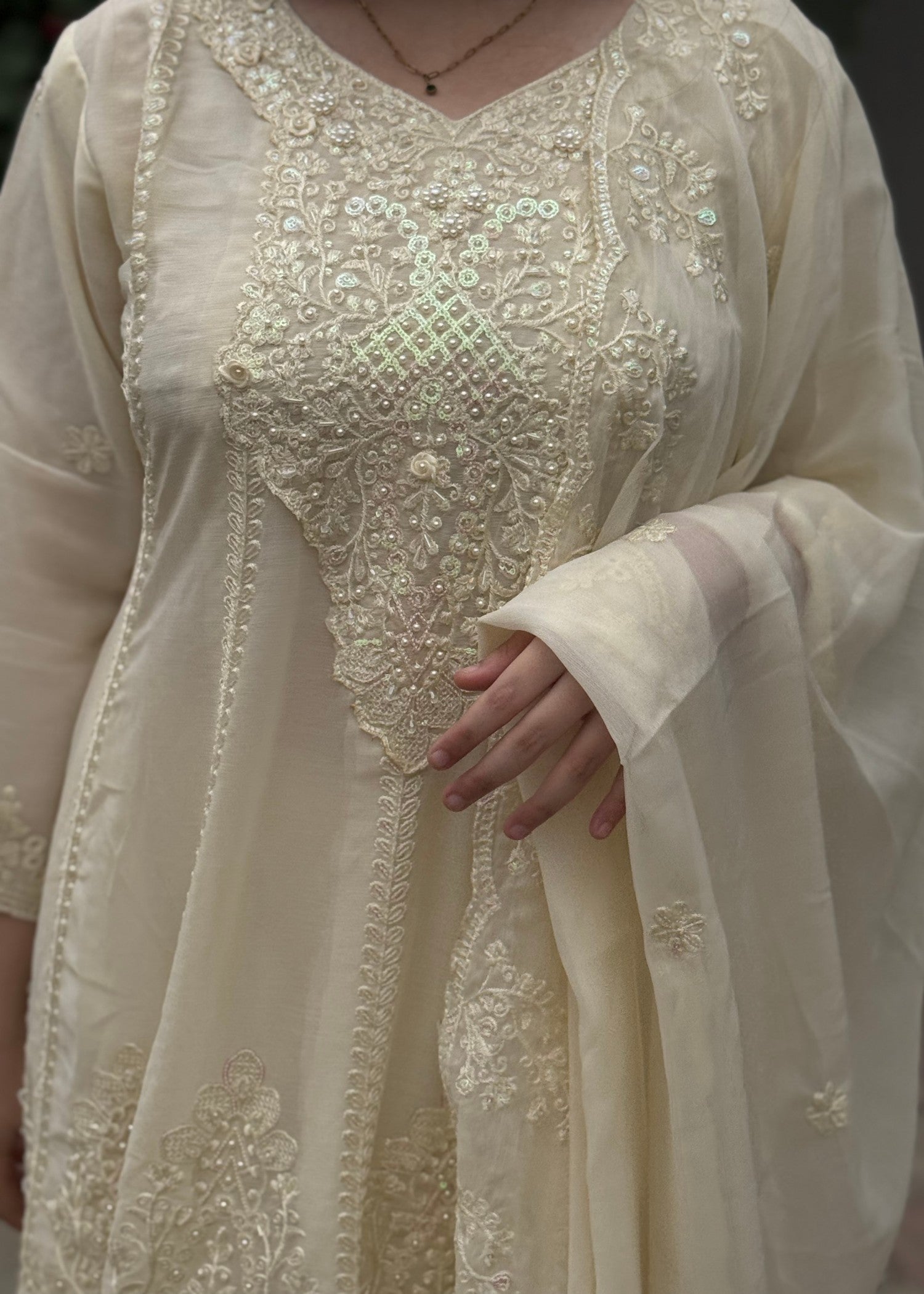 chiffon Short Frock in Buttercream