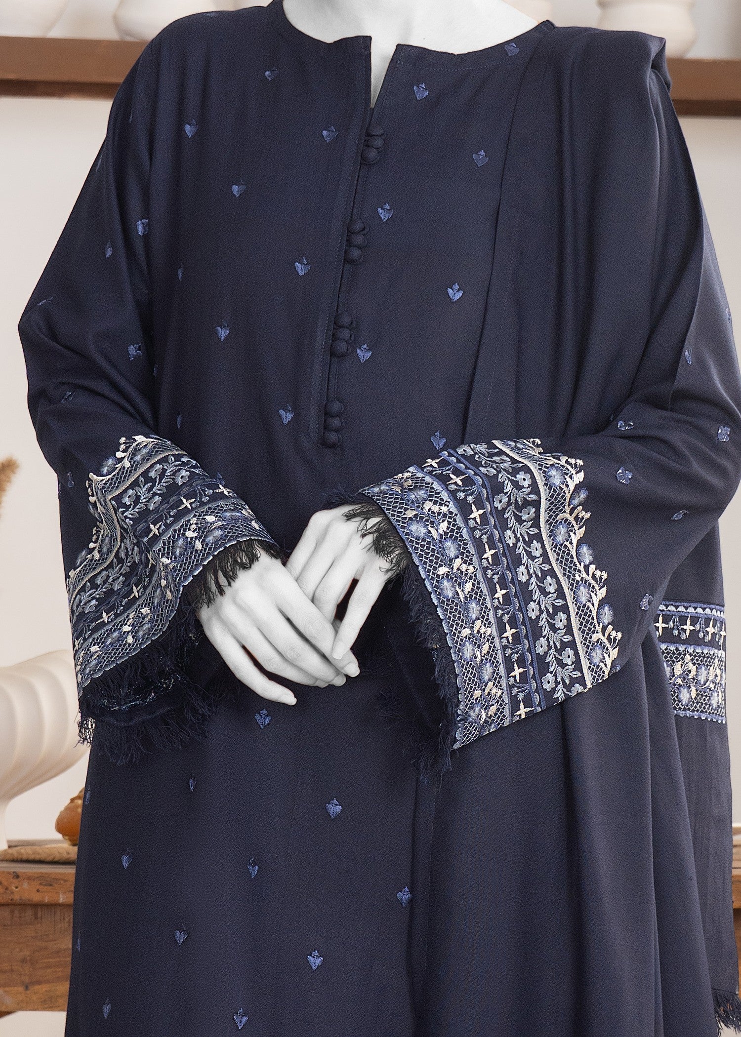 karandi Kurta Set in Navy blue