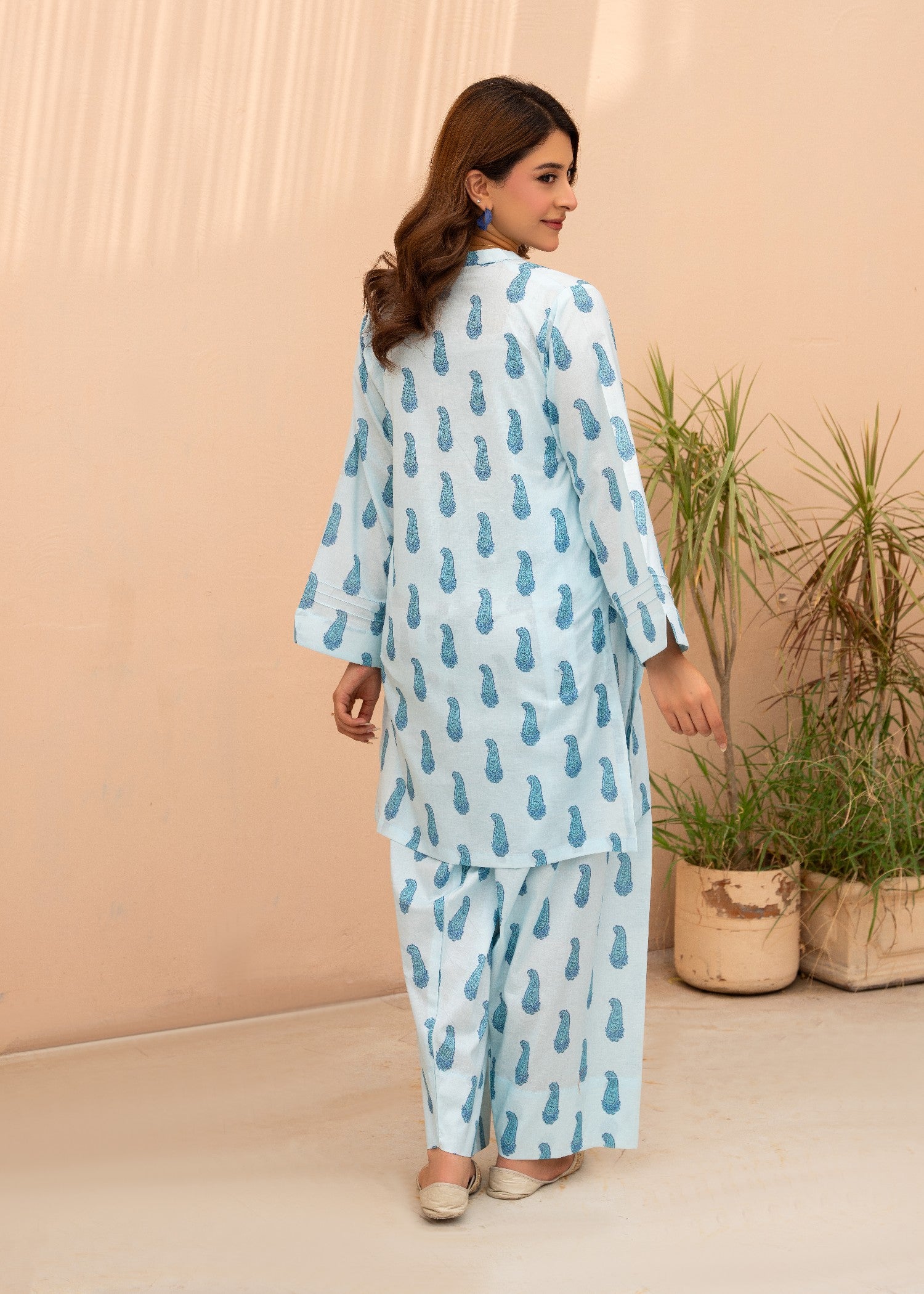 slub cambric Co Ord Sets in Blue lagoon