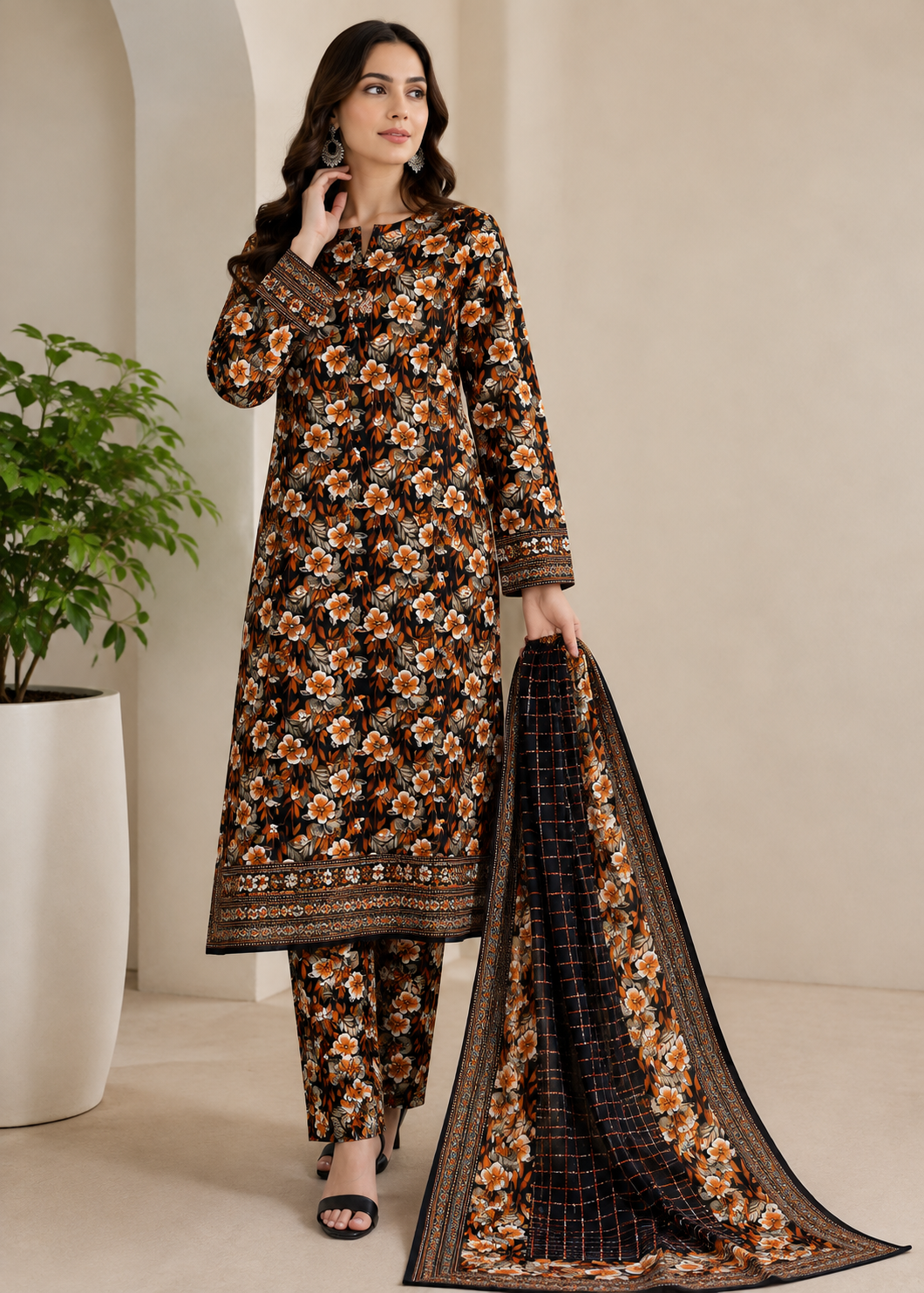 cotton Unstitched in Black, orange