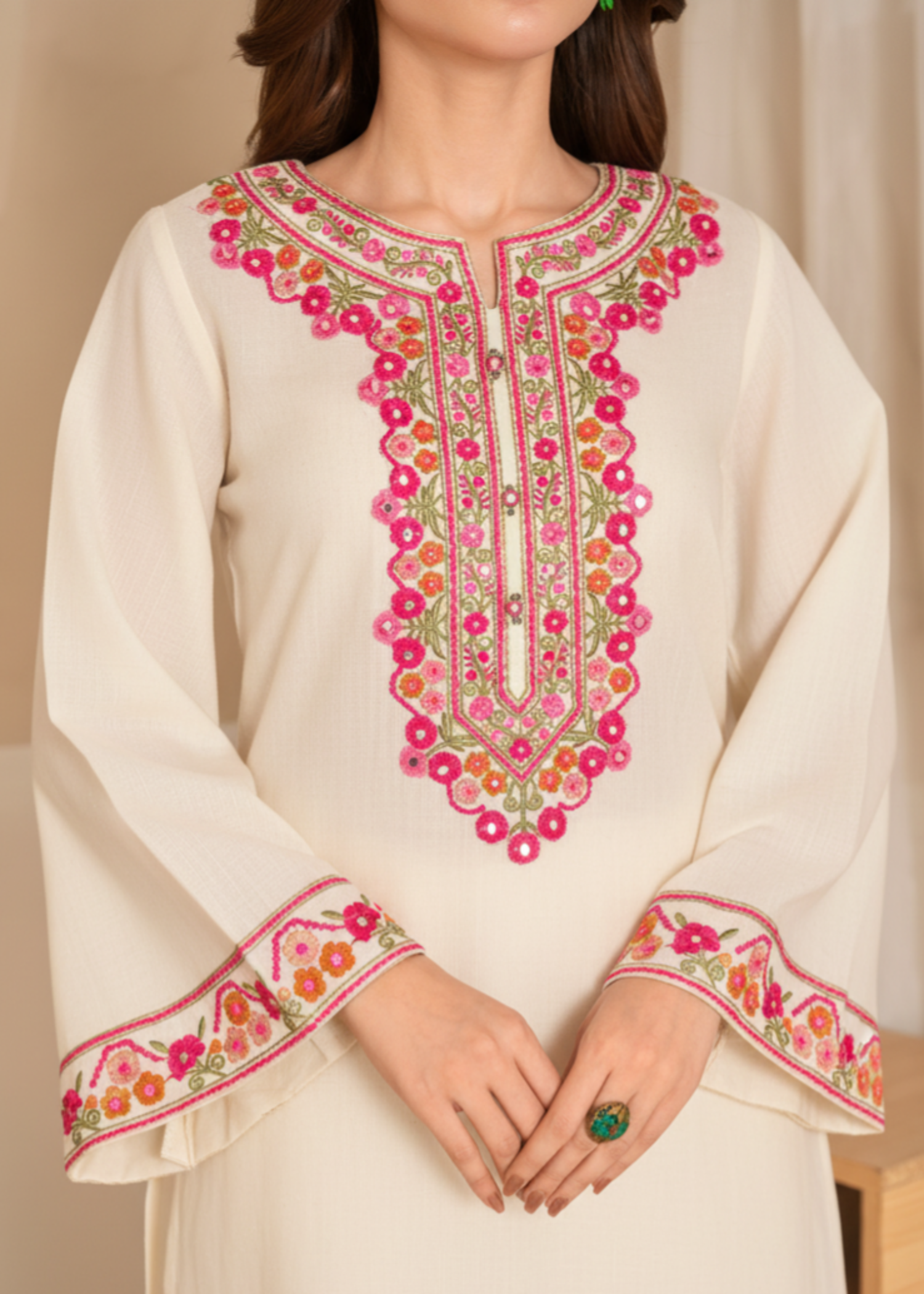 khaddar Kurti in White