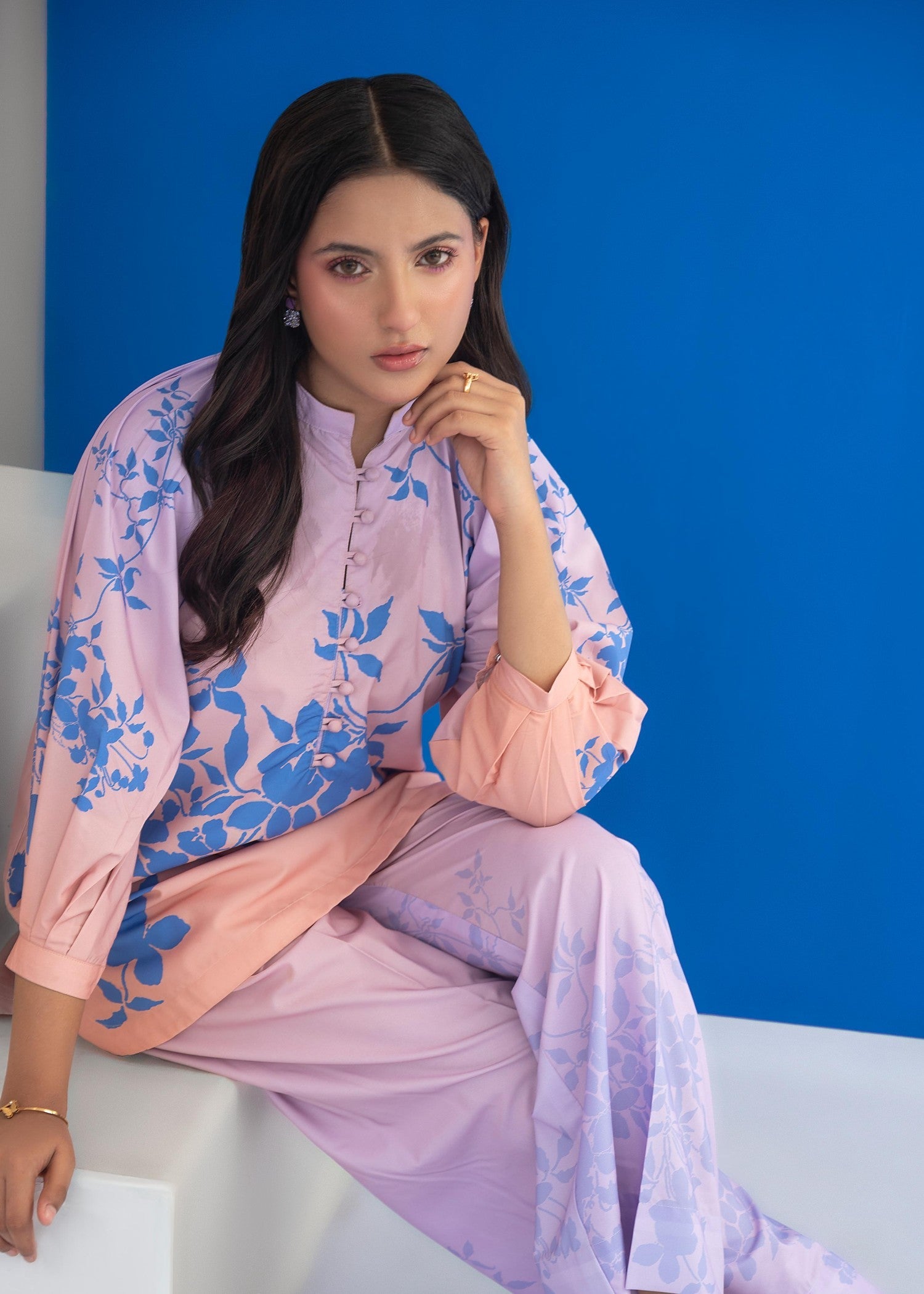 cambric Co ord Sets in Lilac, peach pink