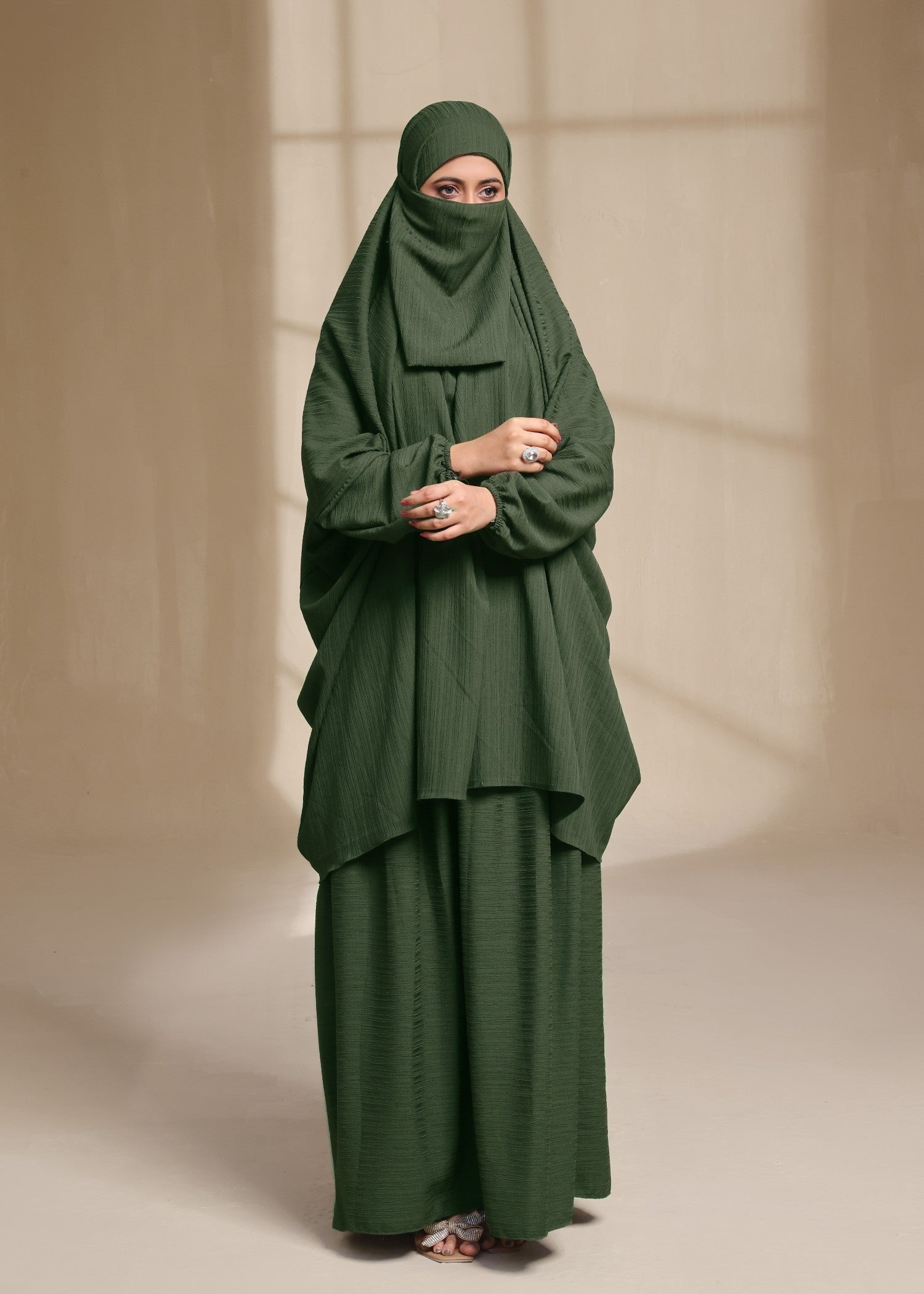 georgette Jilbab in Olive green