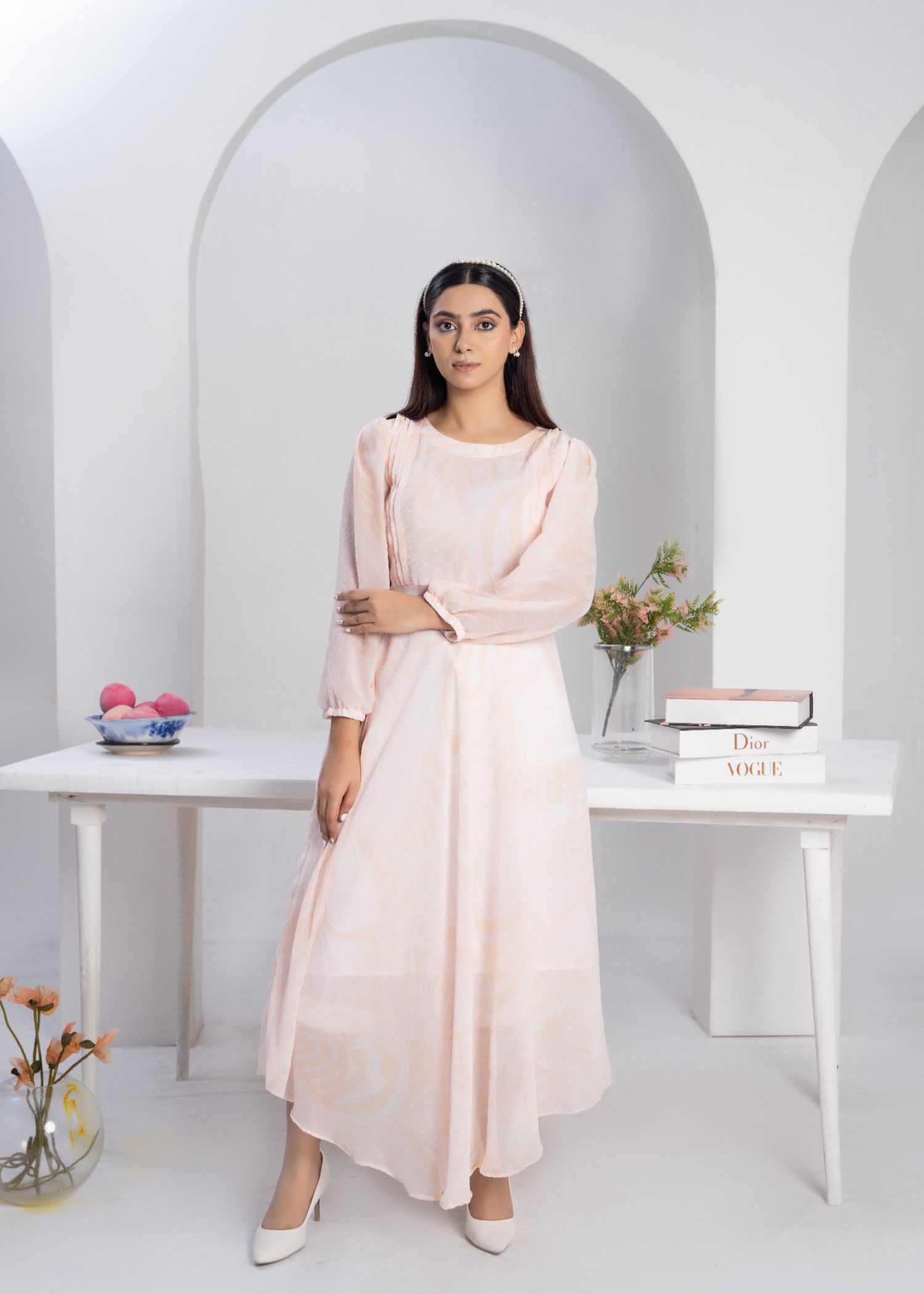 chiffon Dress in Pastel pink