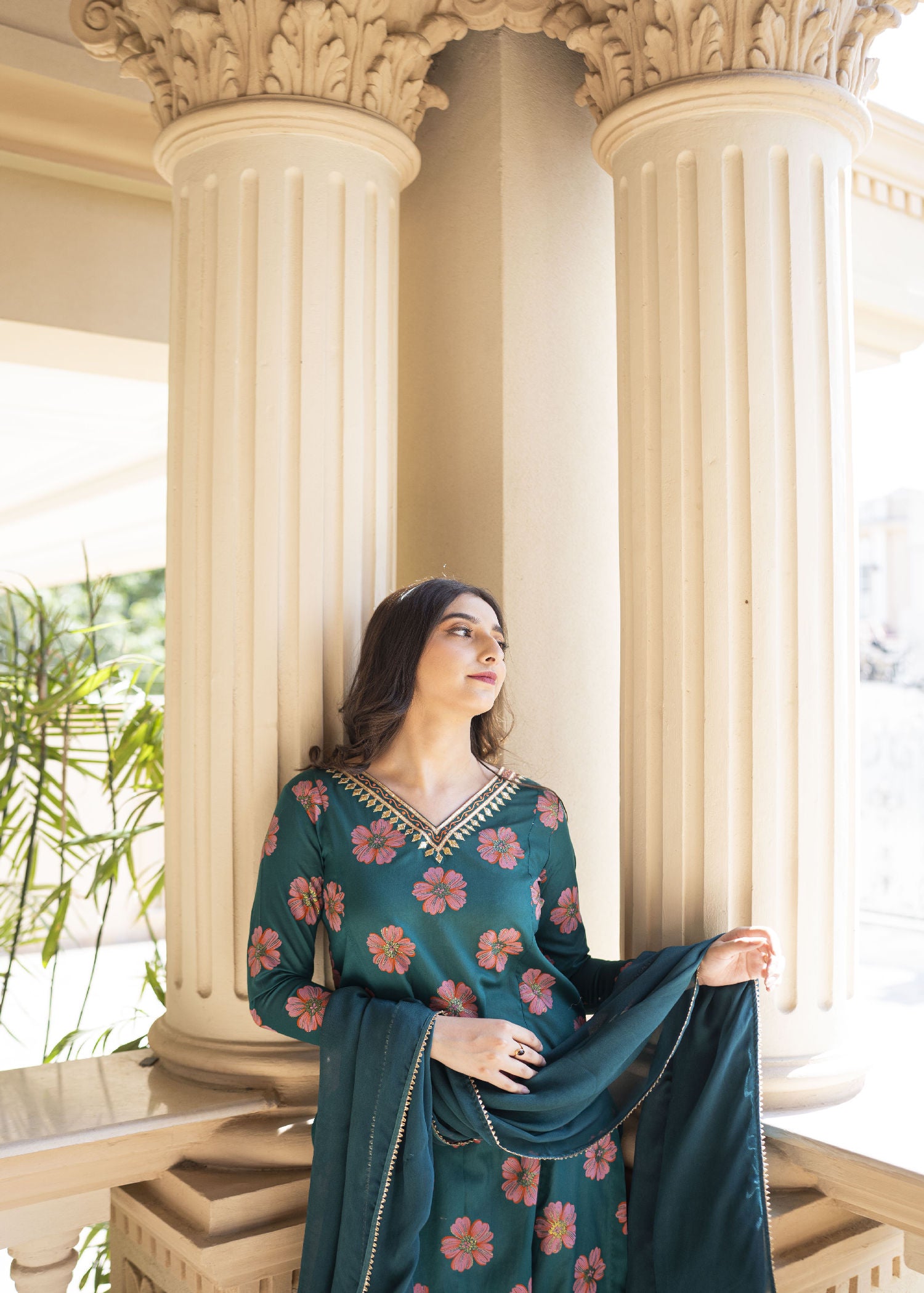 lawn Kurti in Teal