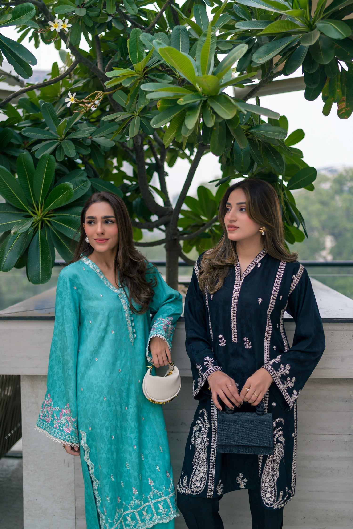 jacquard Kurta Set in Sea green