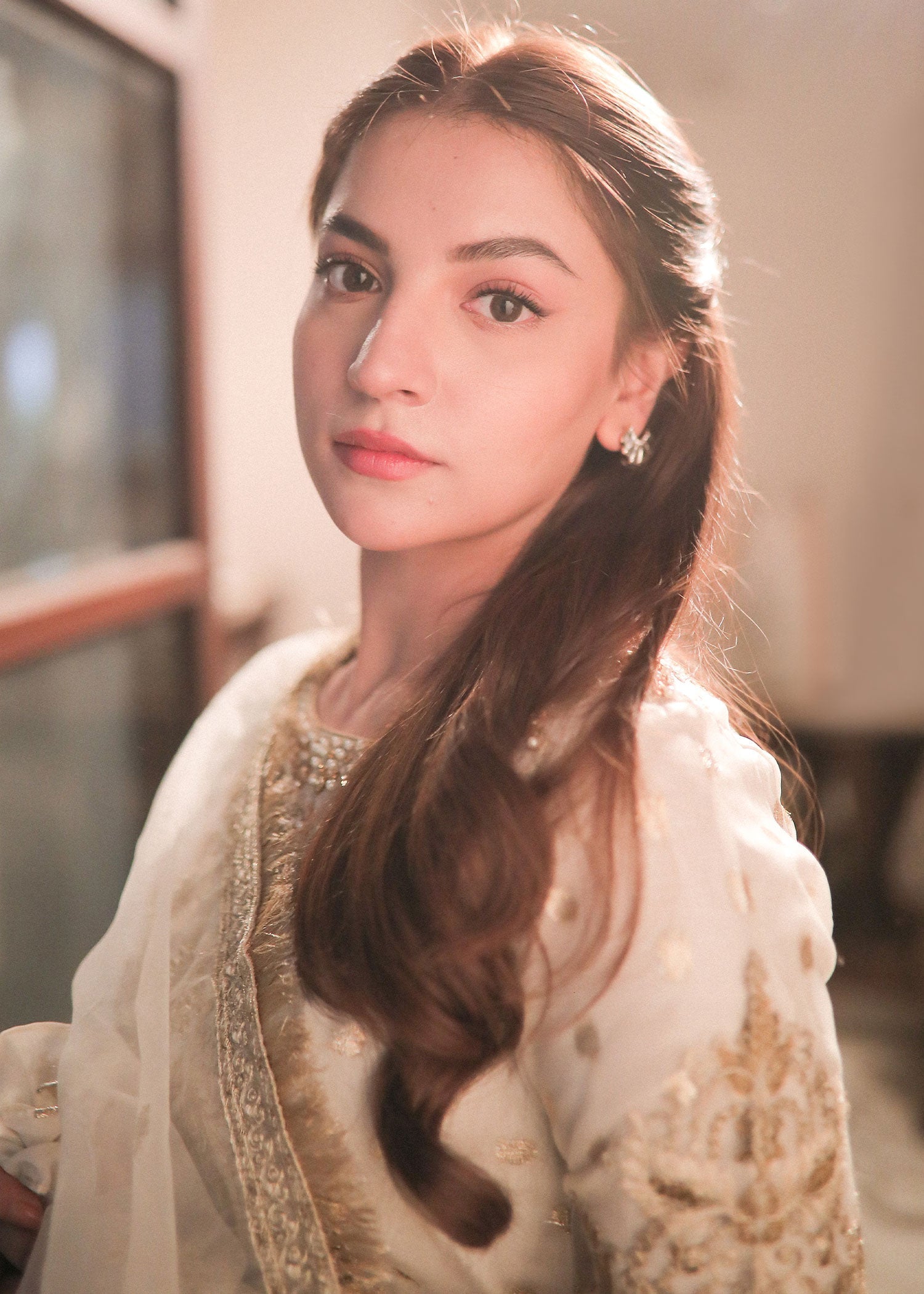 zari organza Gharara in White