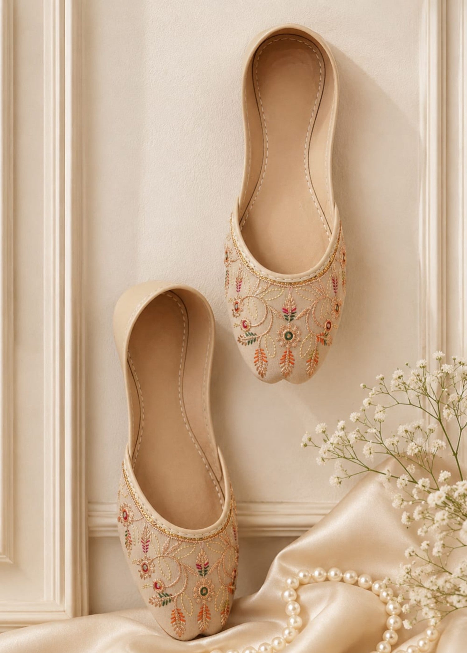 Khussa in Beige by - High Quality Women Khussa XYF5786
