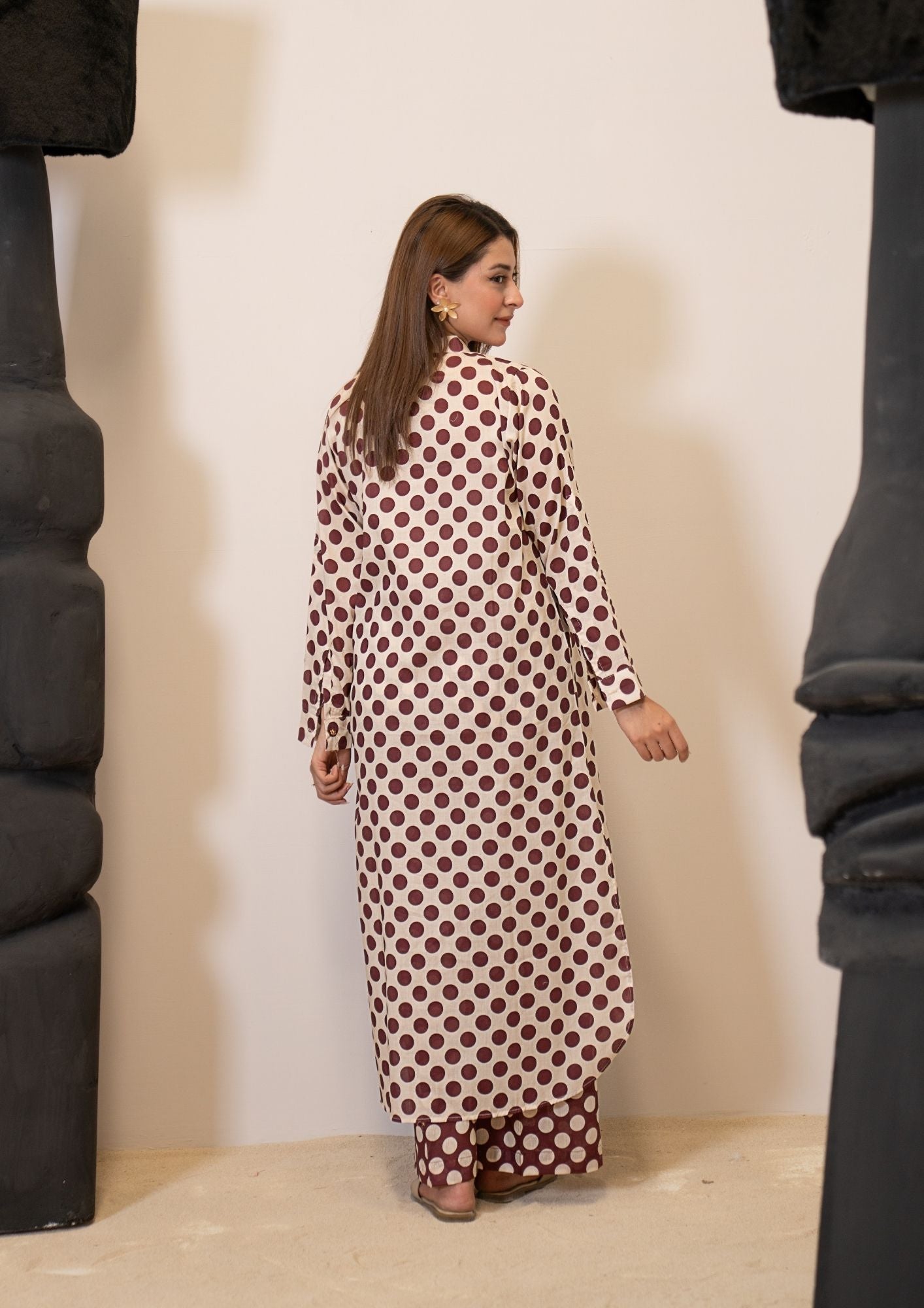 lawn Co Ord Sets in Brown, cream