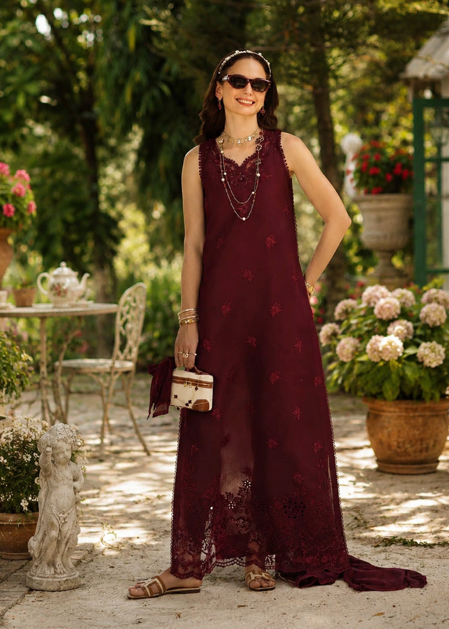 lawn Unstitched in Burgundy