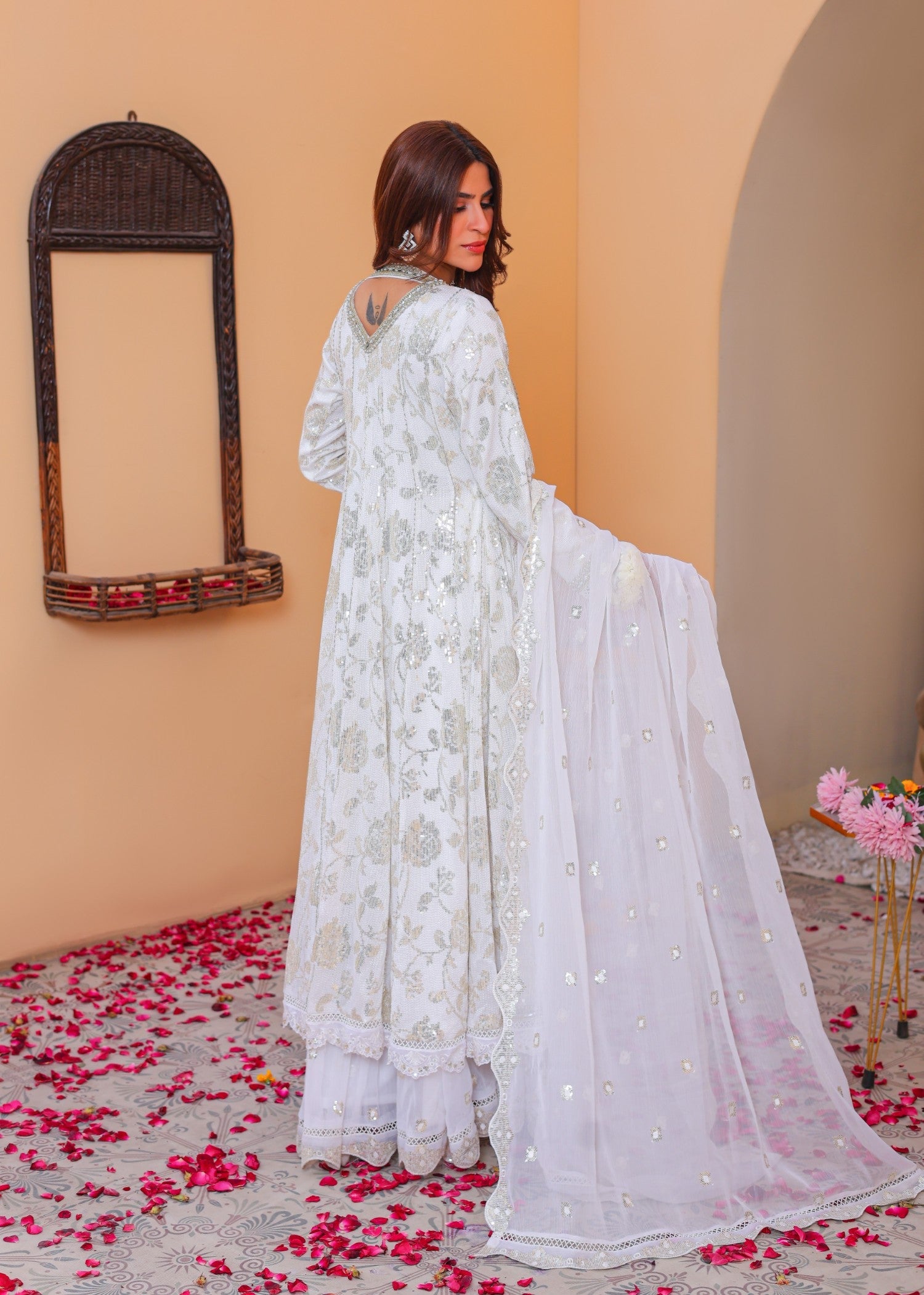 bemberg crinkle chiffon Maxi in White