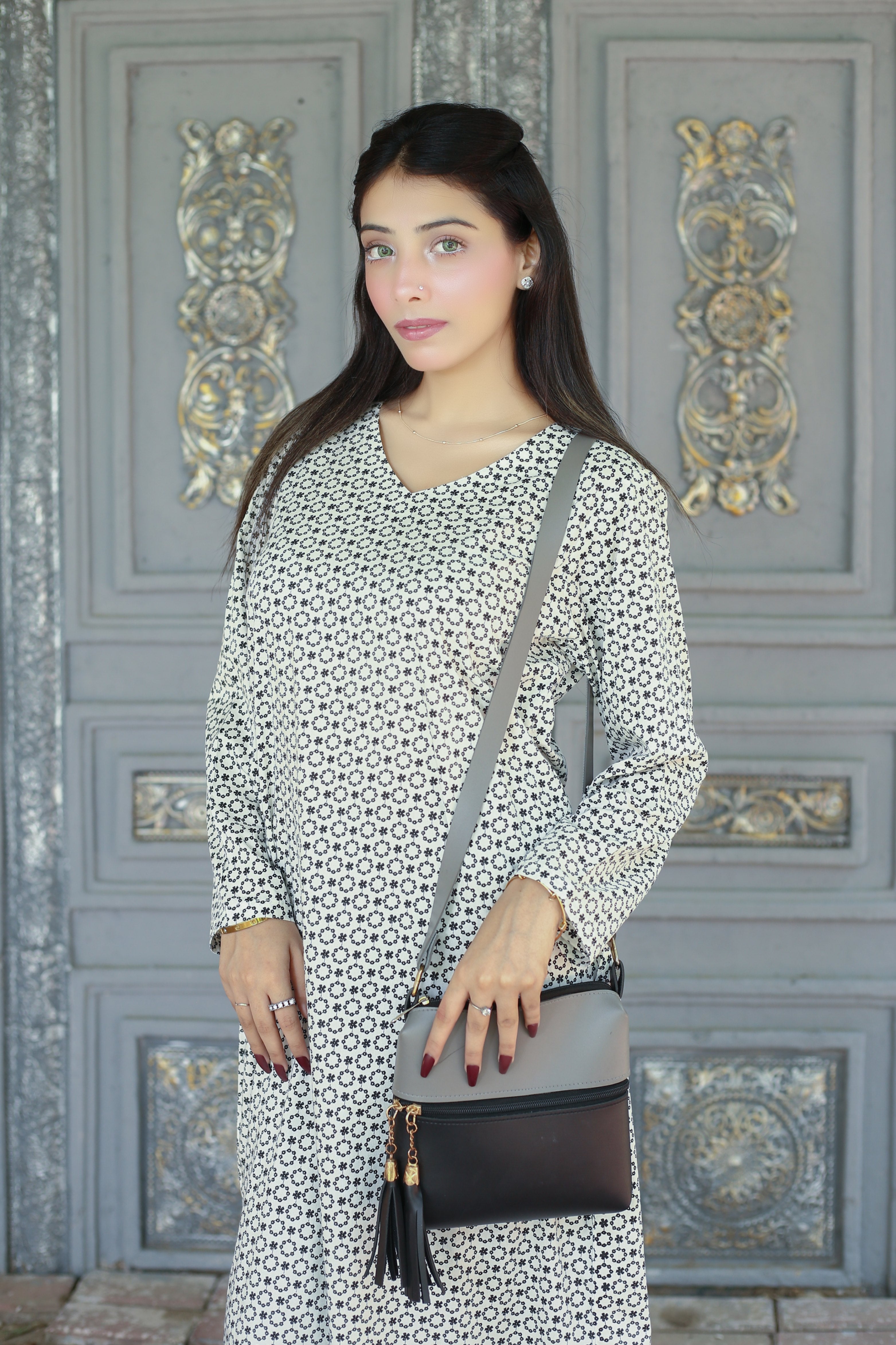 cotton Dress in Silver