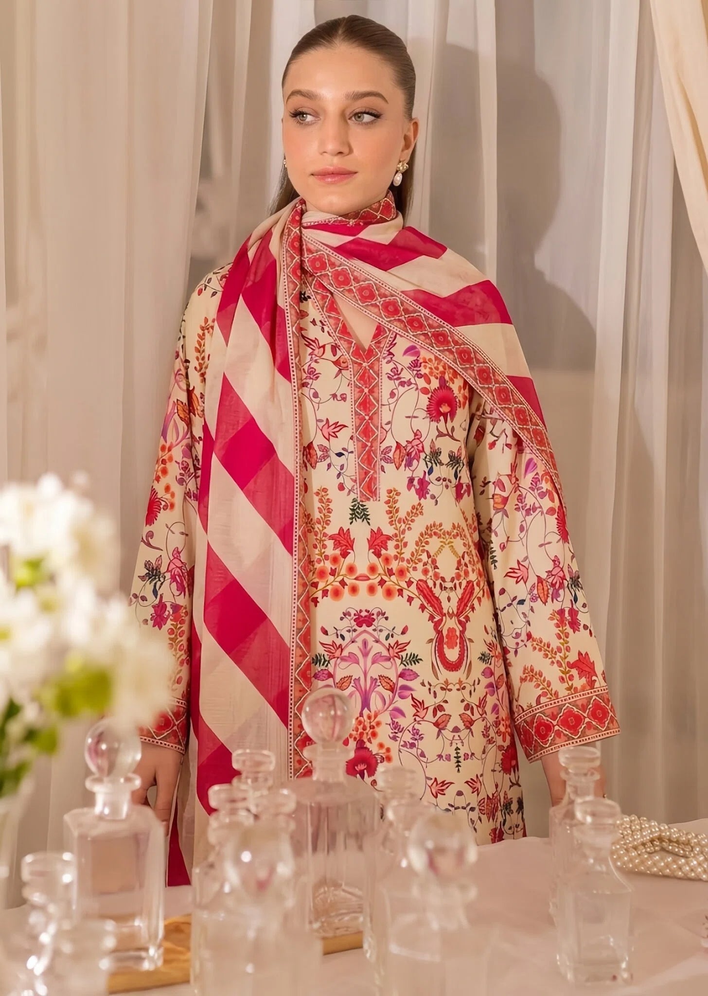 poly silk Kurta Set in Multi