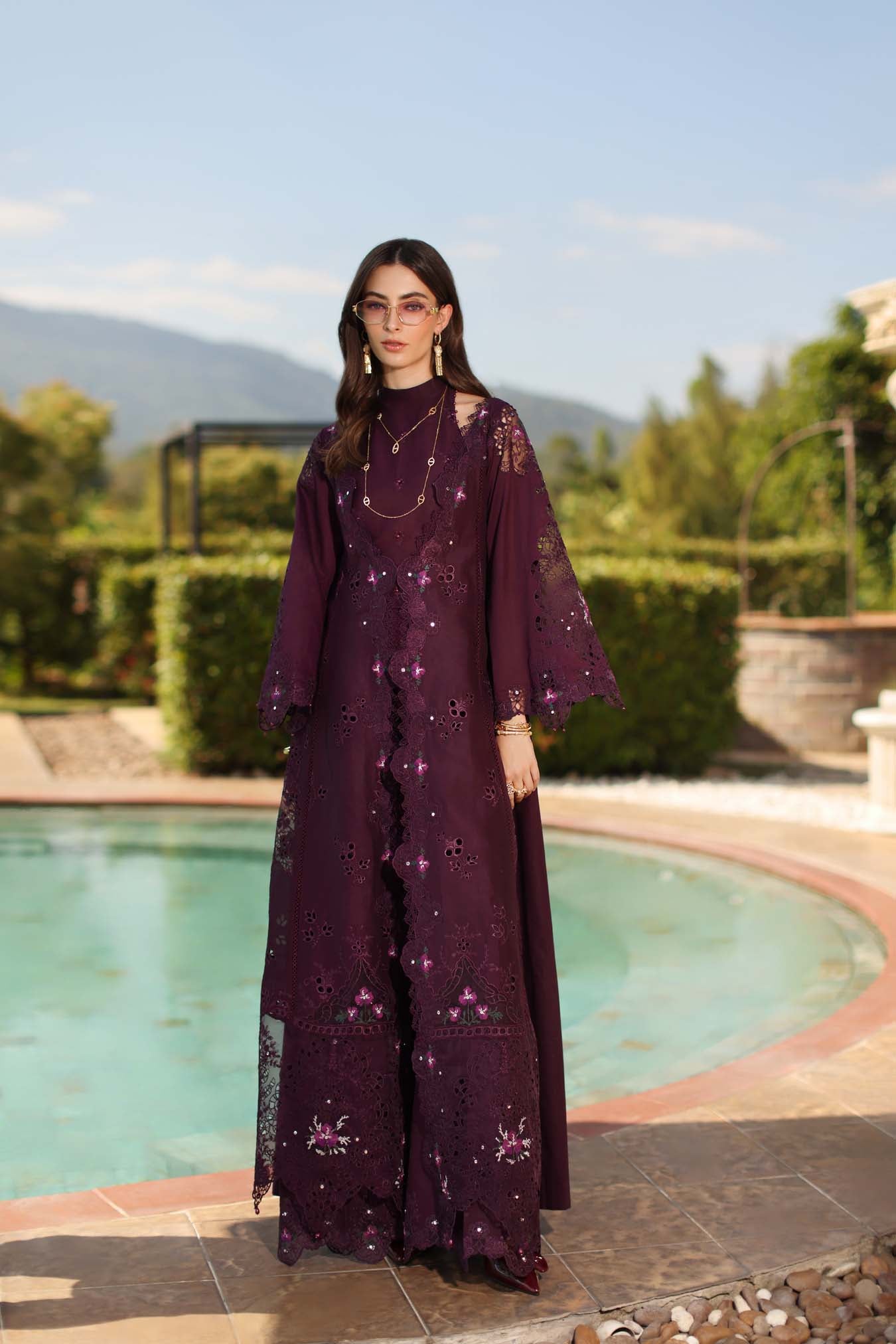Luxury Eid Schiffli Laserkari Lawn – D8 - B - Selene