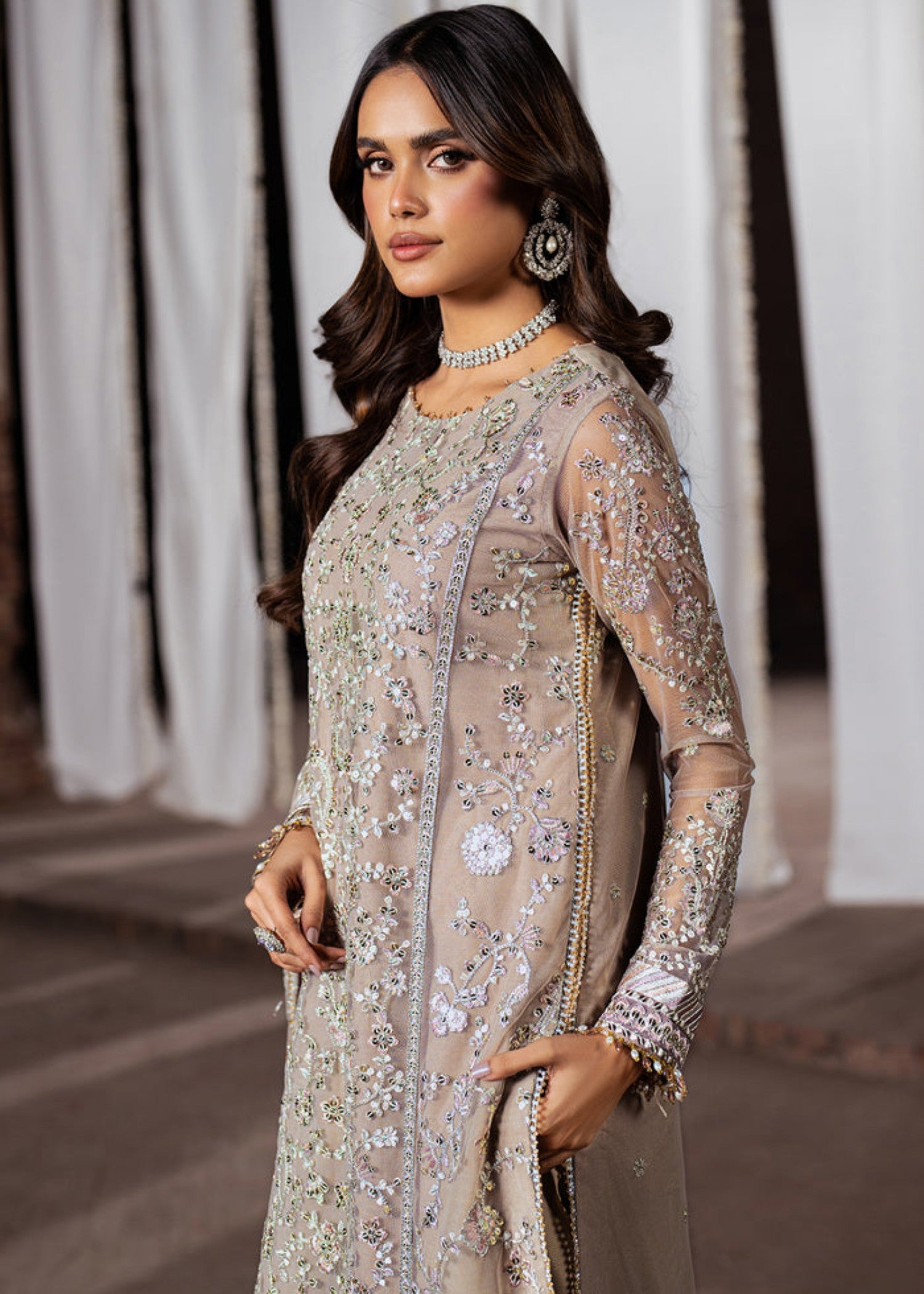 net Sharara in Beige