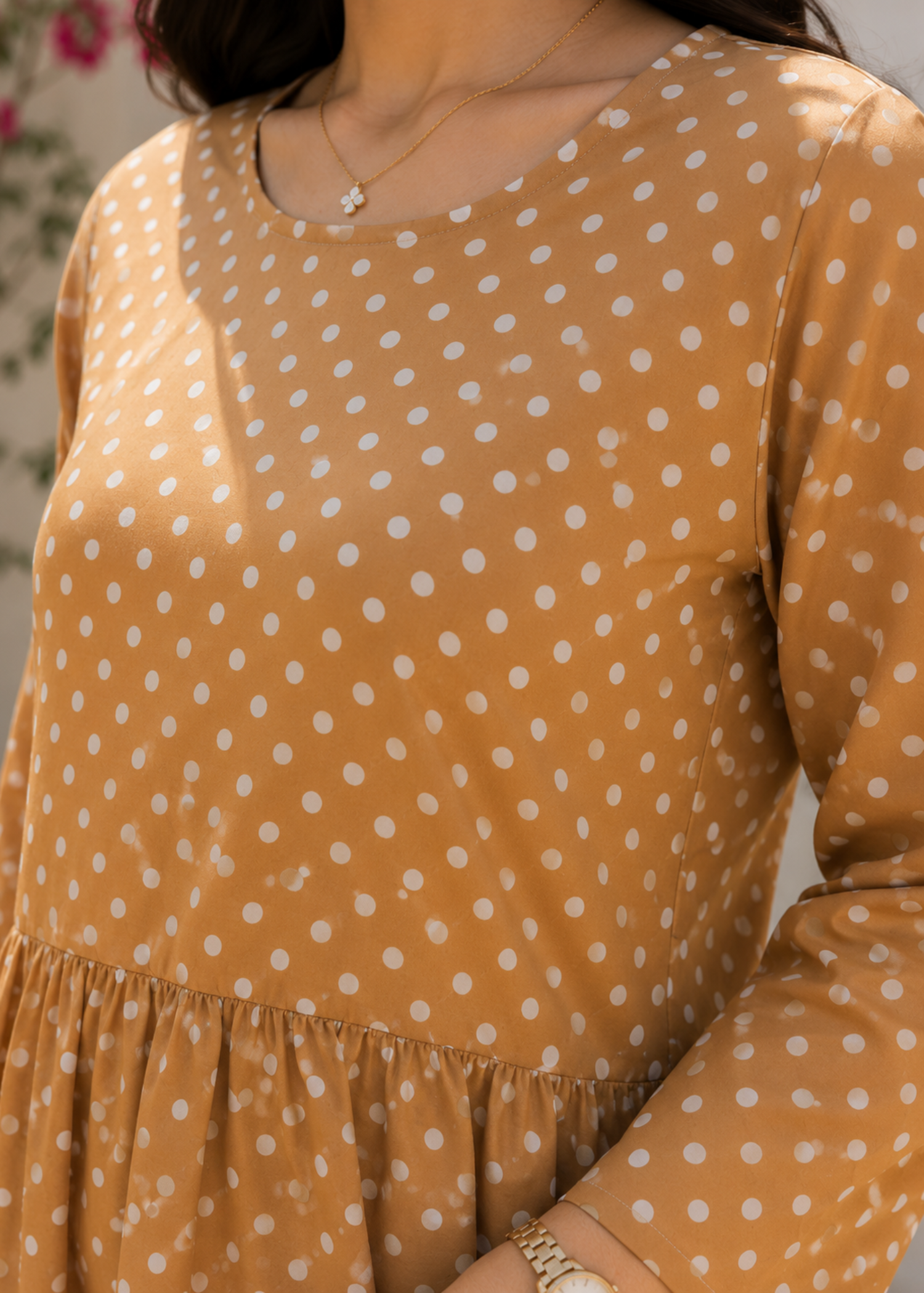 chiffon polyester Tunic in Tan brown