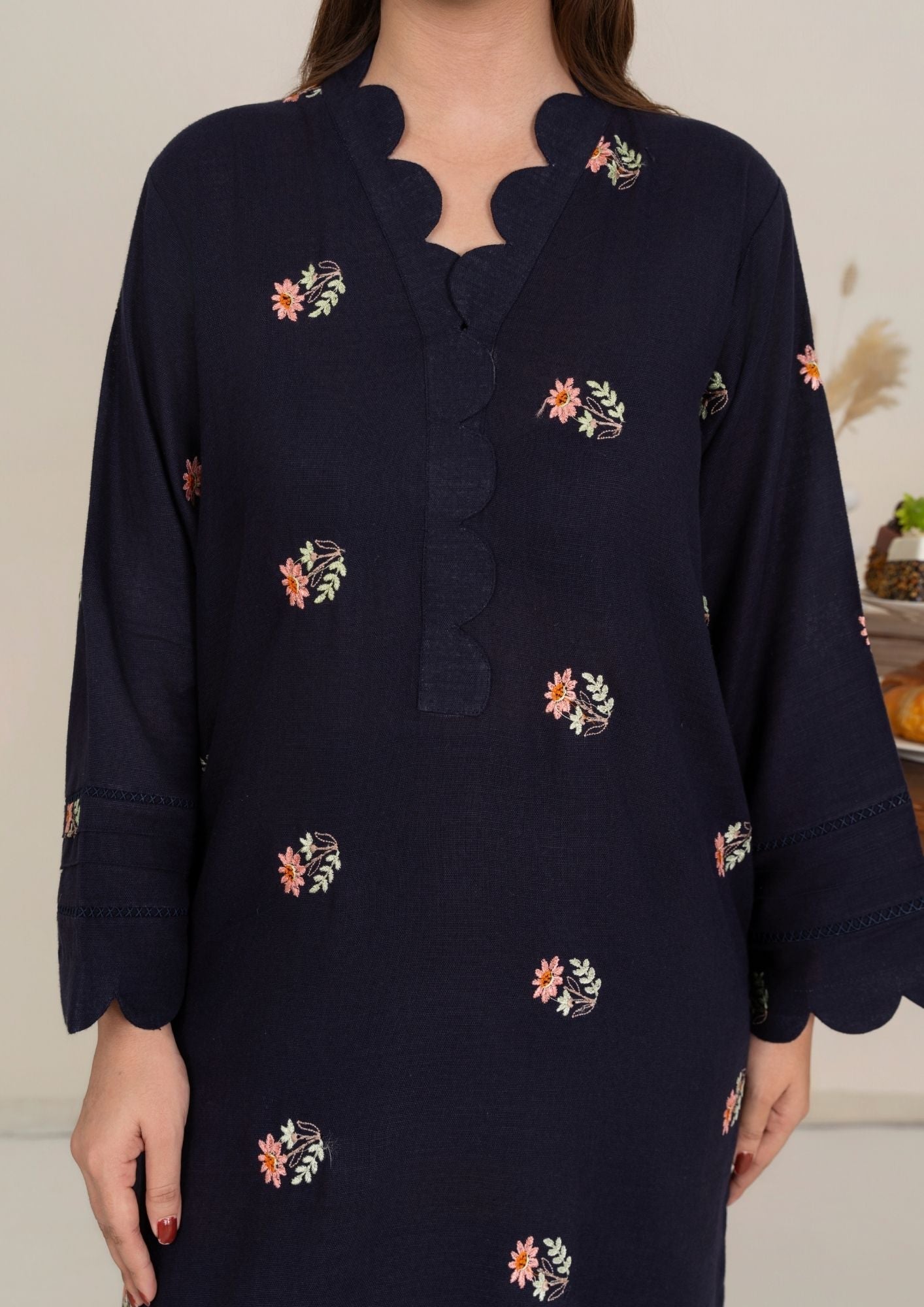 khaddar Kurta Set in Midnight