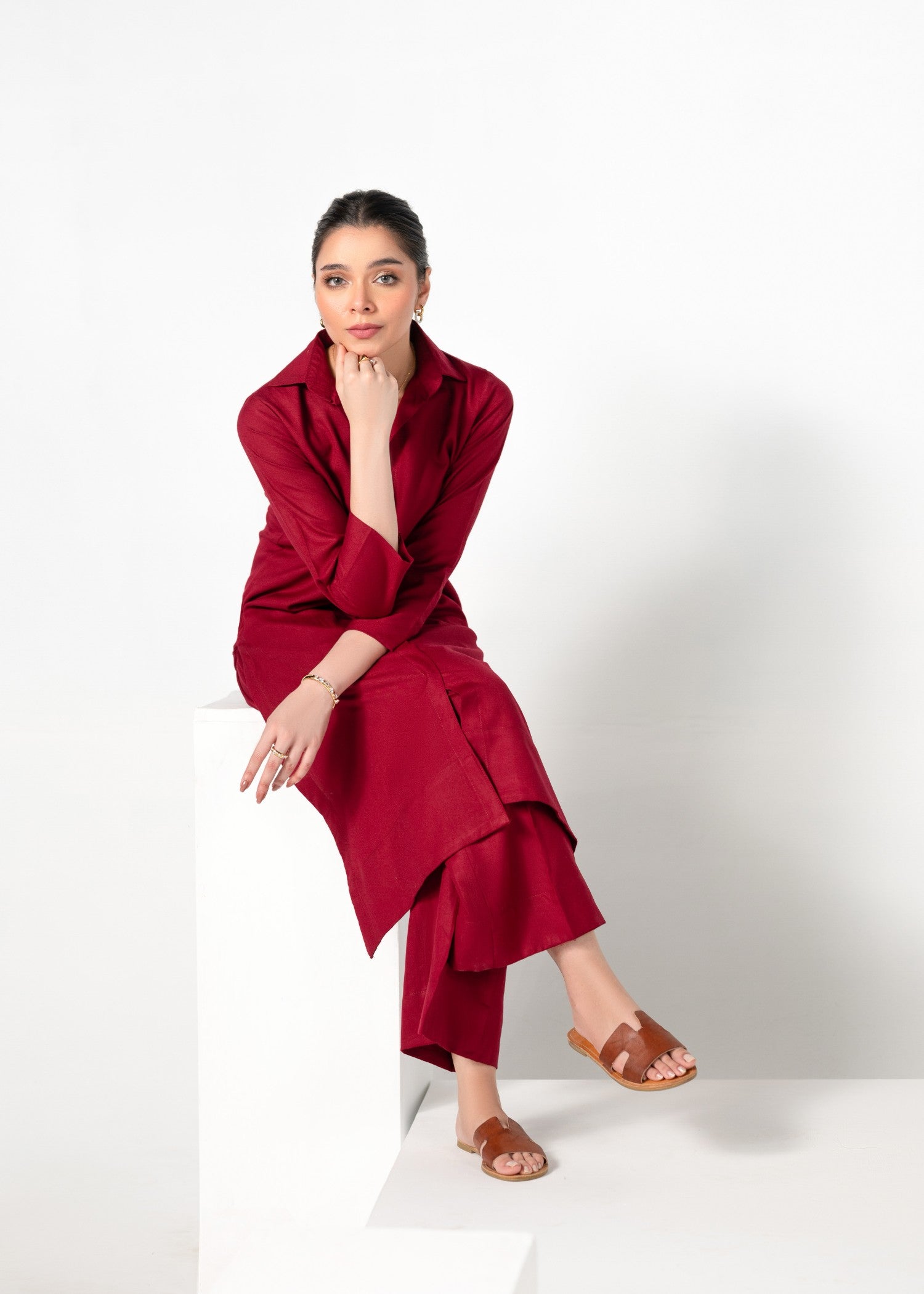 karandi Co Ord Sets in Red