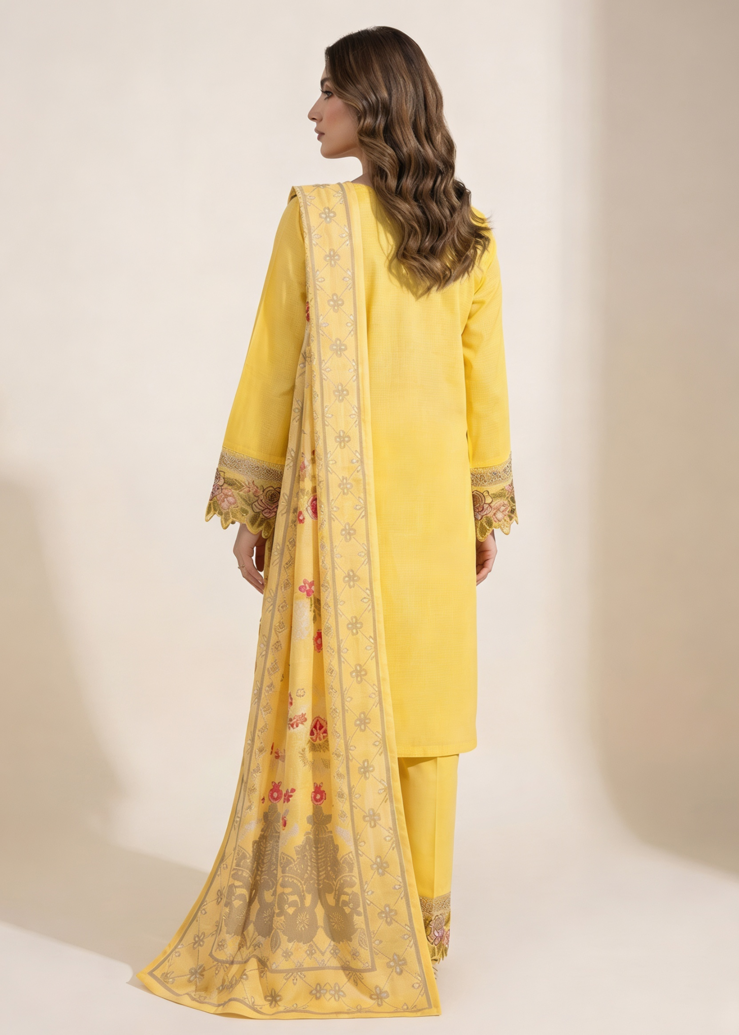 cotton dobby Kurta Set in Lemon