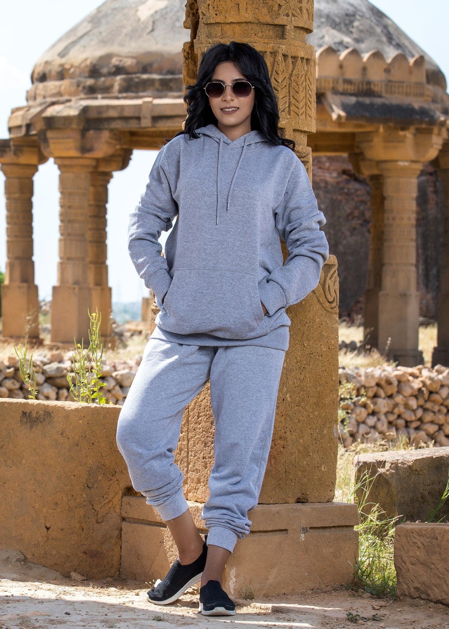 cotton viscose Trousers in Cool grey