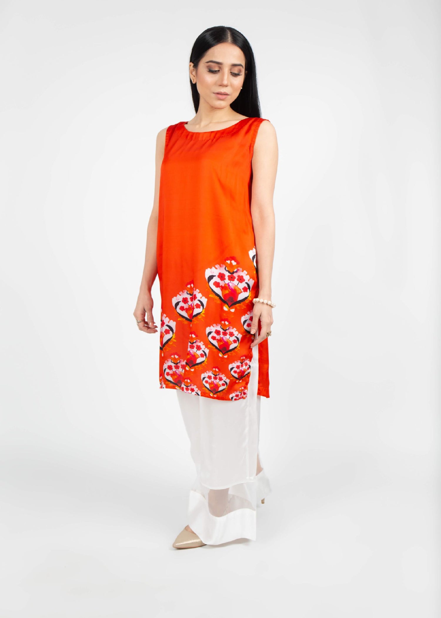 silk Kurta Set in Orange