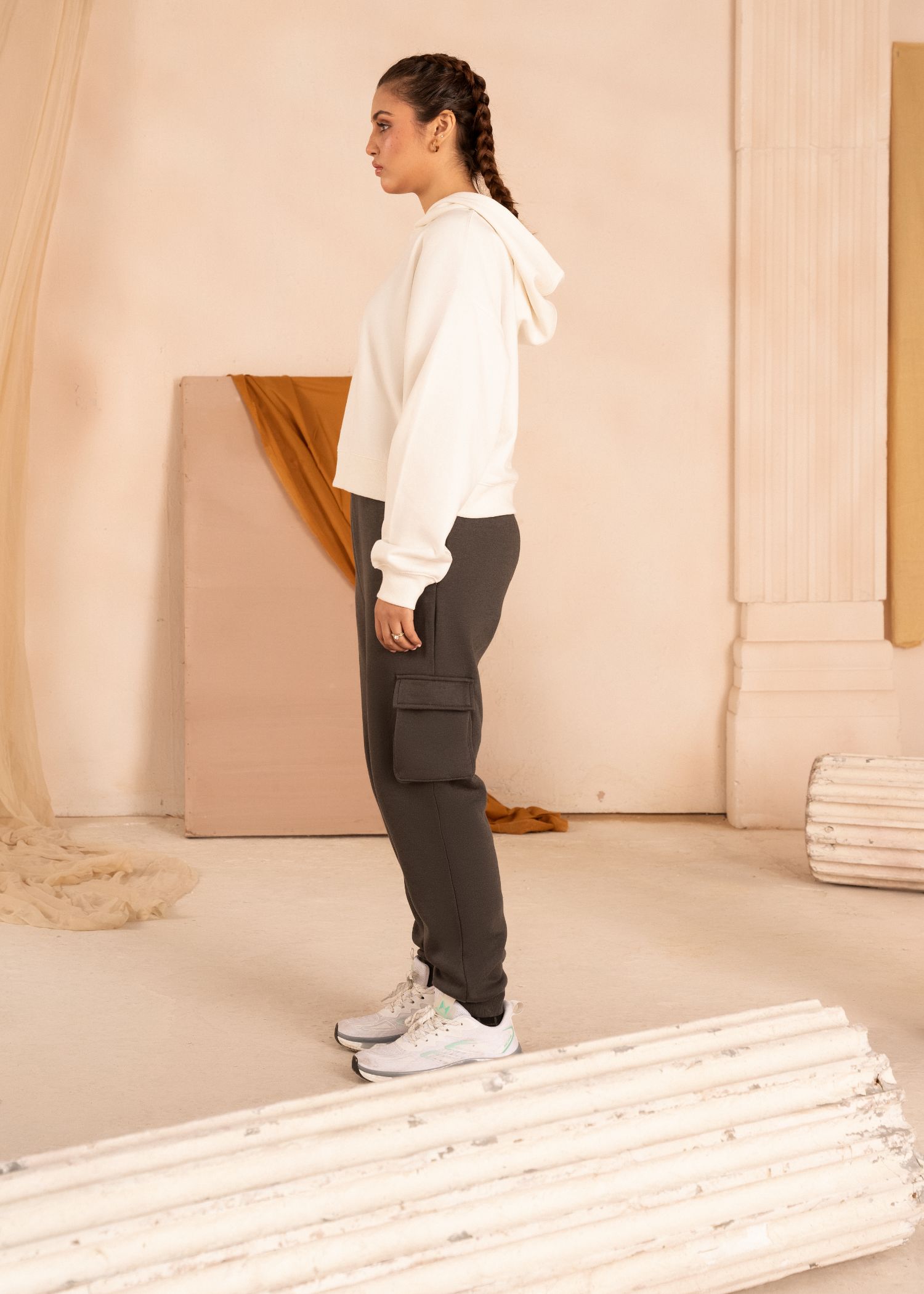 fleece Hoodie in White