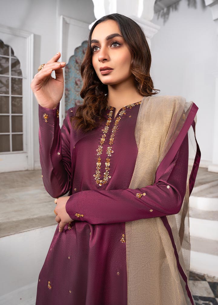 kattan silk Kurta Set in Plum